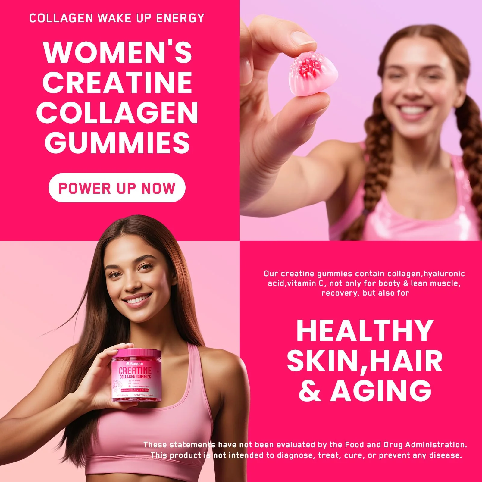 Creatine for Women Gummies – Monohydrate with Collagen, BCAAs & Vitamins (Sugar-Free, Vegan) - Image 6