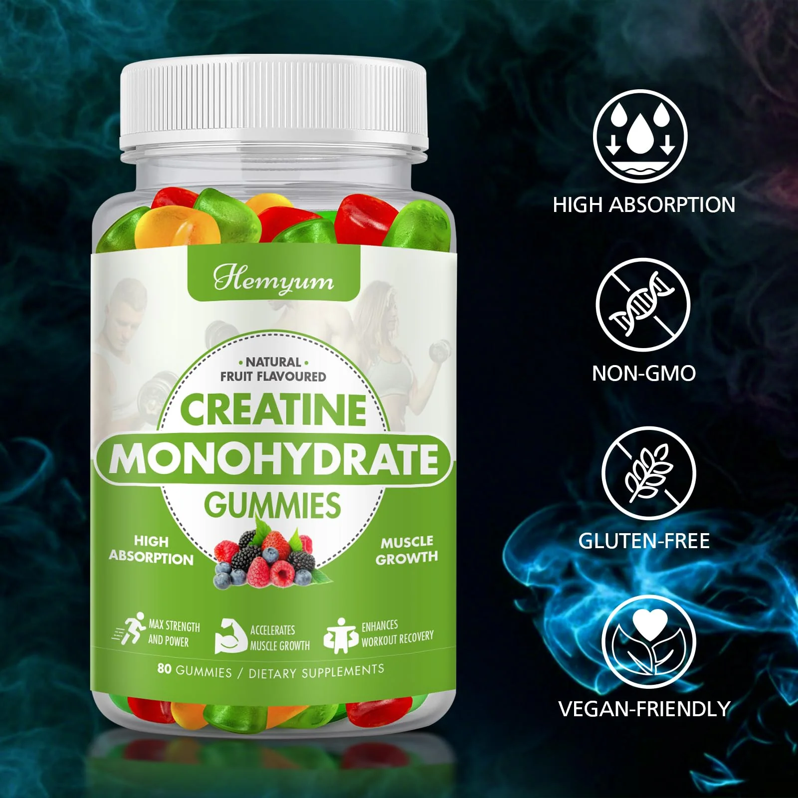 Creatine Monohydrate Gummies – 5 g Creatine for Women & Men | Vegan, Gluten-Free, 160 Count - Image 7