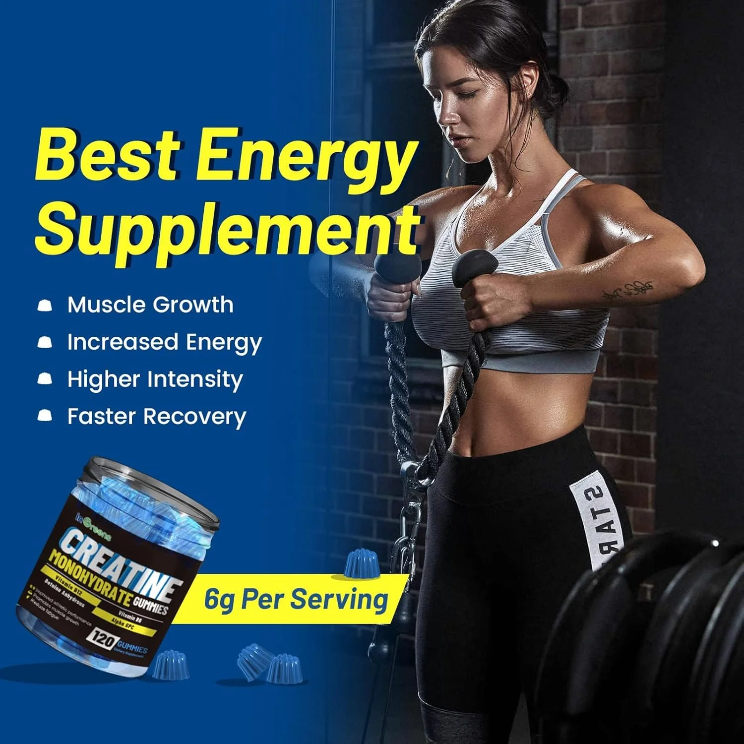 Creatine Monohydrate Gummies 6g – Energy, Strength & Muscle (120 Count) - Image 2