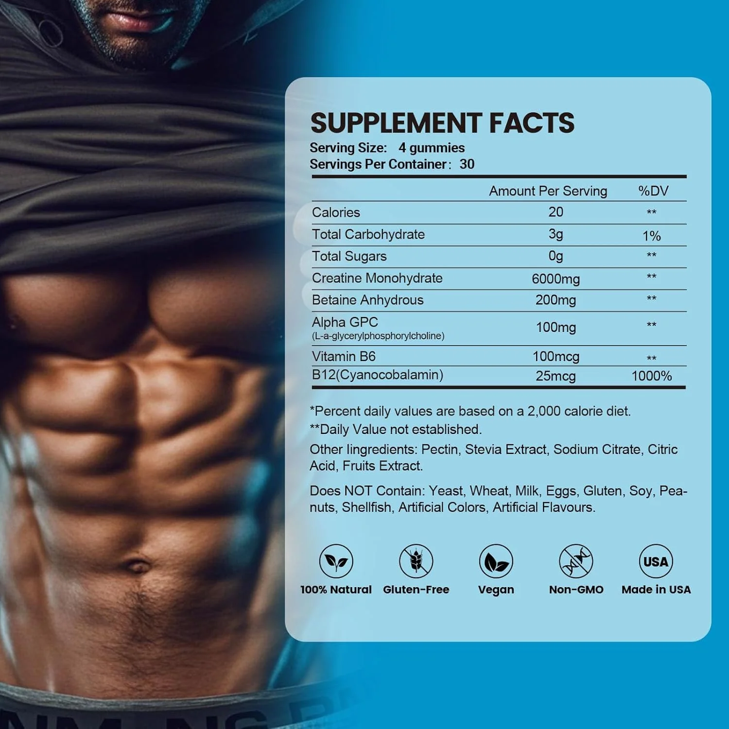 Creatine Monohydrate Gummies 6g – Energy, Strength & Muscle (120 Count) - Image 6