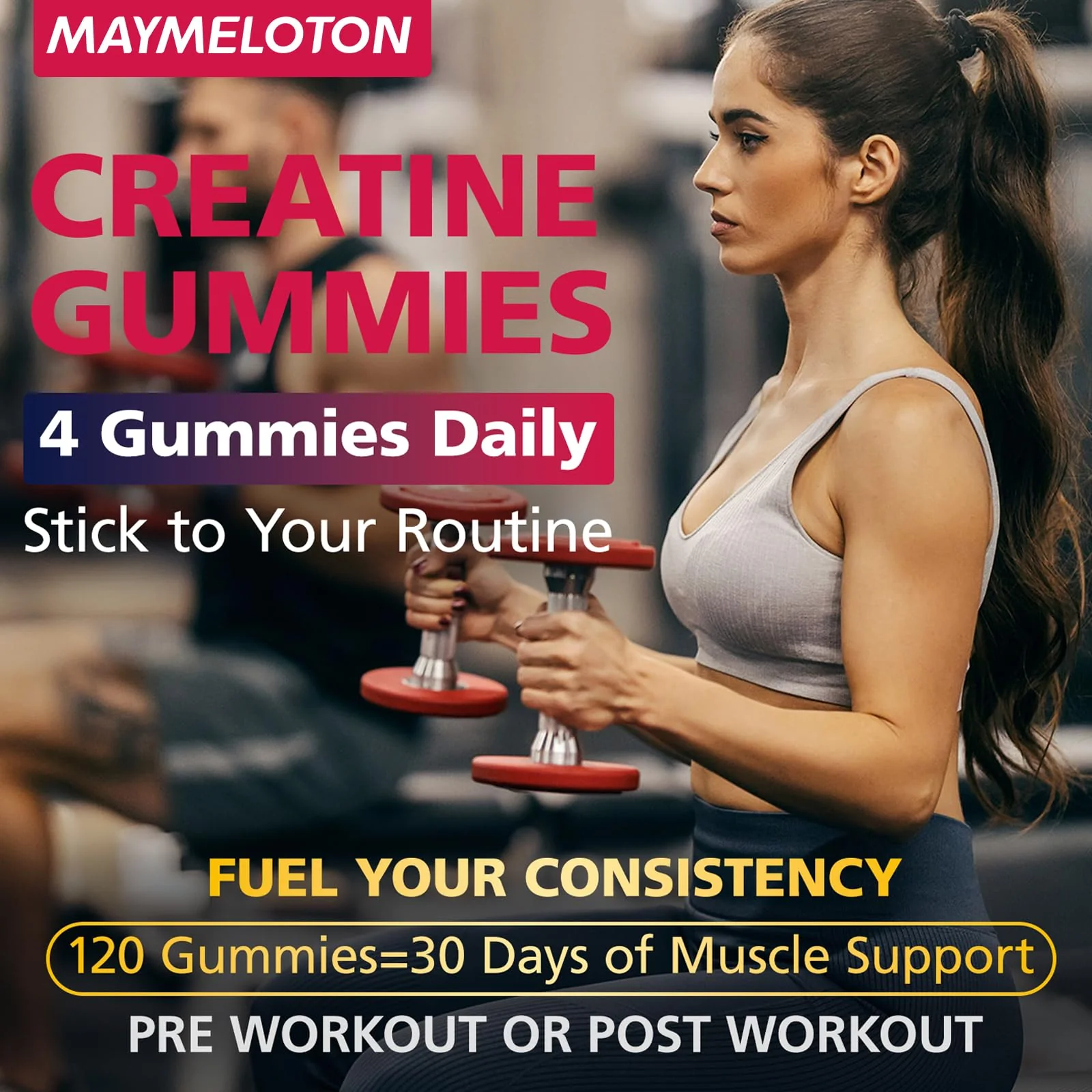 Creatine Monohydrate Gummies – Raspberry Flavor, 120 Count | For Men & Women | Fitness & Sports - Image 9