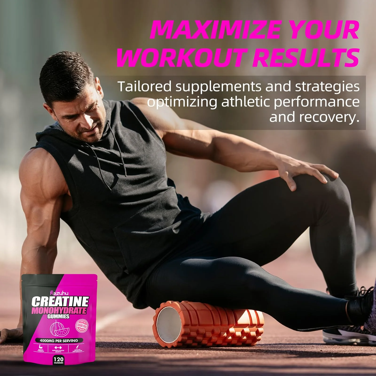 Creatine Monohydrate Gummies Sugar Free – Watermelon (120 count) | Pre-Workout for Men & Women - Image 5
