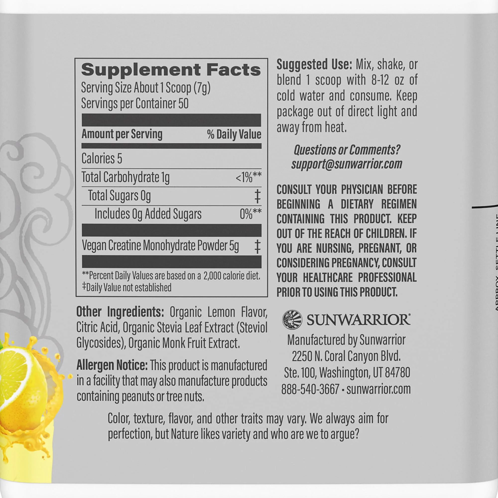 Creatine Monohydrate Powder – Lemonade, 50 Servings | Vegan & Keto Friendly - Image 2