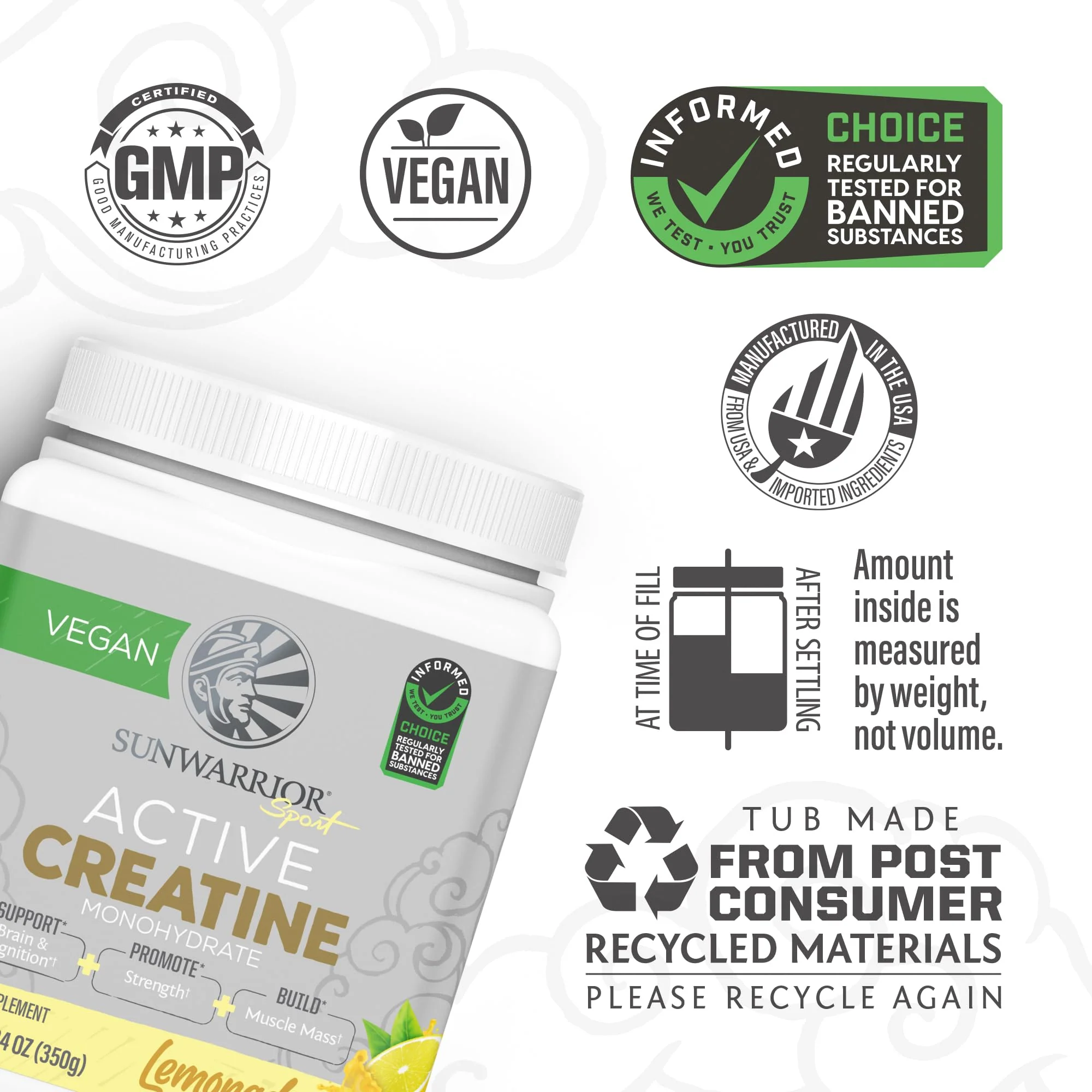 Creatine Monohydrate Powder – Lemonade, 50 Servings | Vegan & Keto Friendly - Image 3