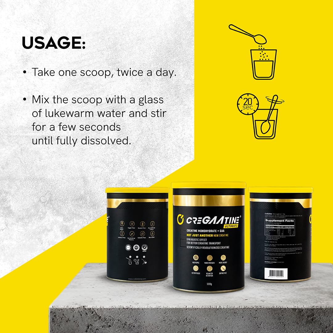 CreGAAtine Ultimate | 50% Higher Dosage Bulk Pack – Micronized Creatine Monohydrate + GAA | No Water Retention | 500g, 166 Servings - Image 4