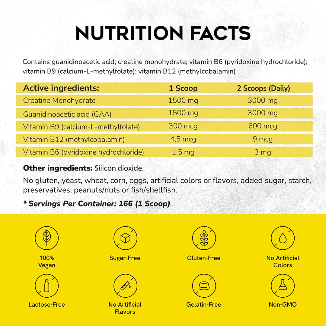 CreGAAtine Ultimate | 50% Higher Dosage Bulk Pack – Micronized Creatine Monohydrate + GAA | No Water Retention | 500g, 166 Servings - Image 6