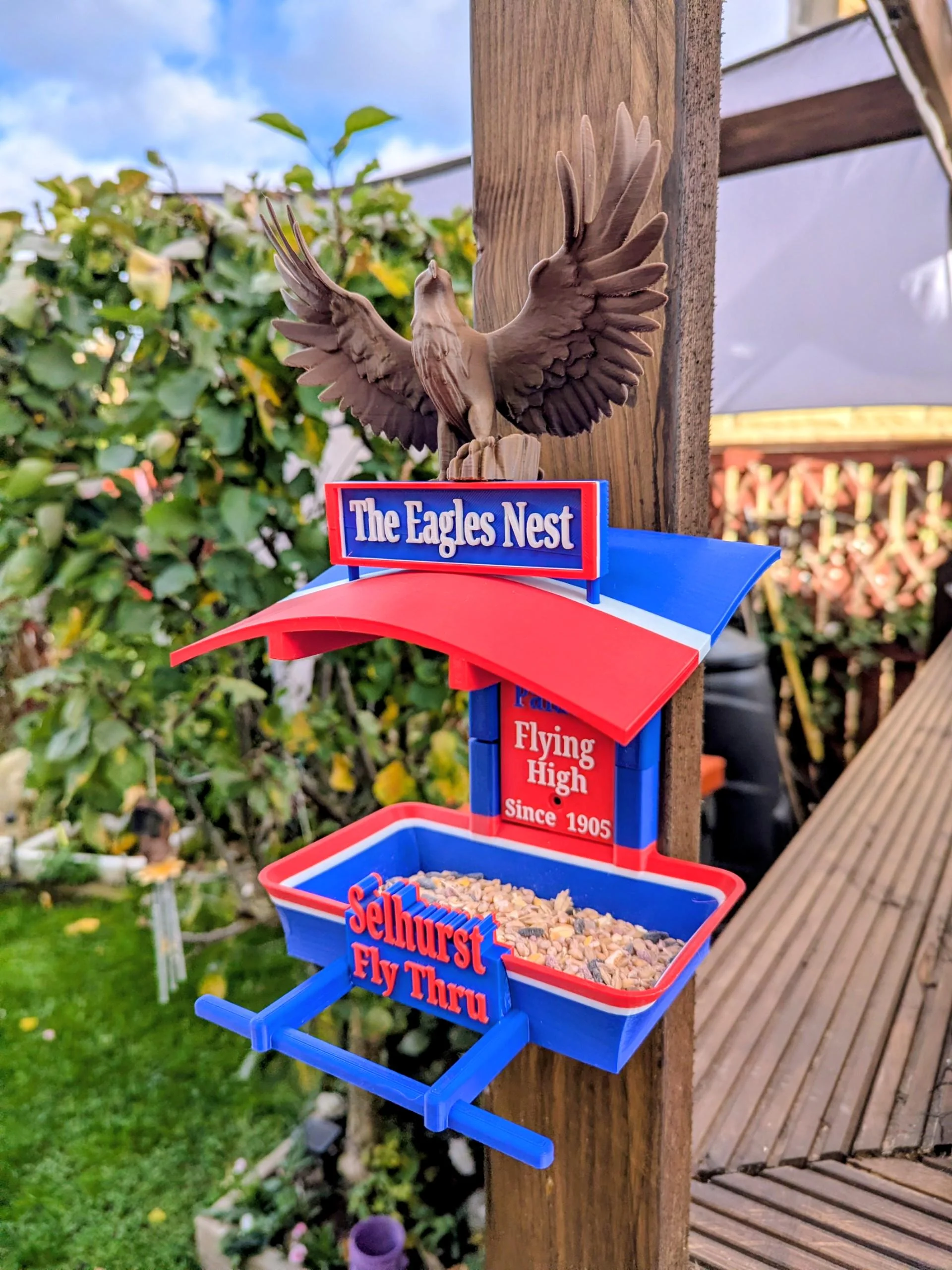 Crystal Palace Bird Feeder, The Eagles Nest, Selhurst feeding station . Garden seed table, Gift for Palace football club Fans - Image 2