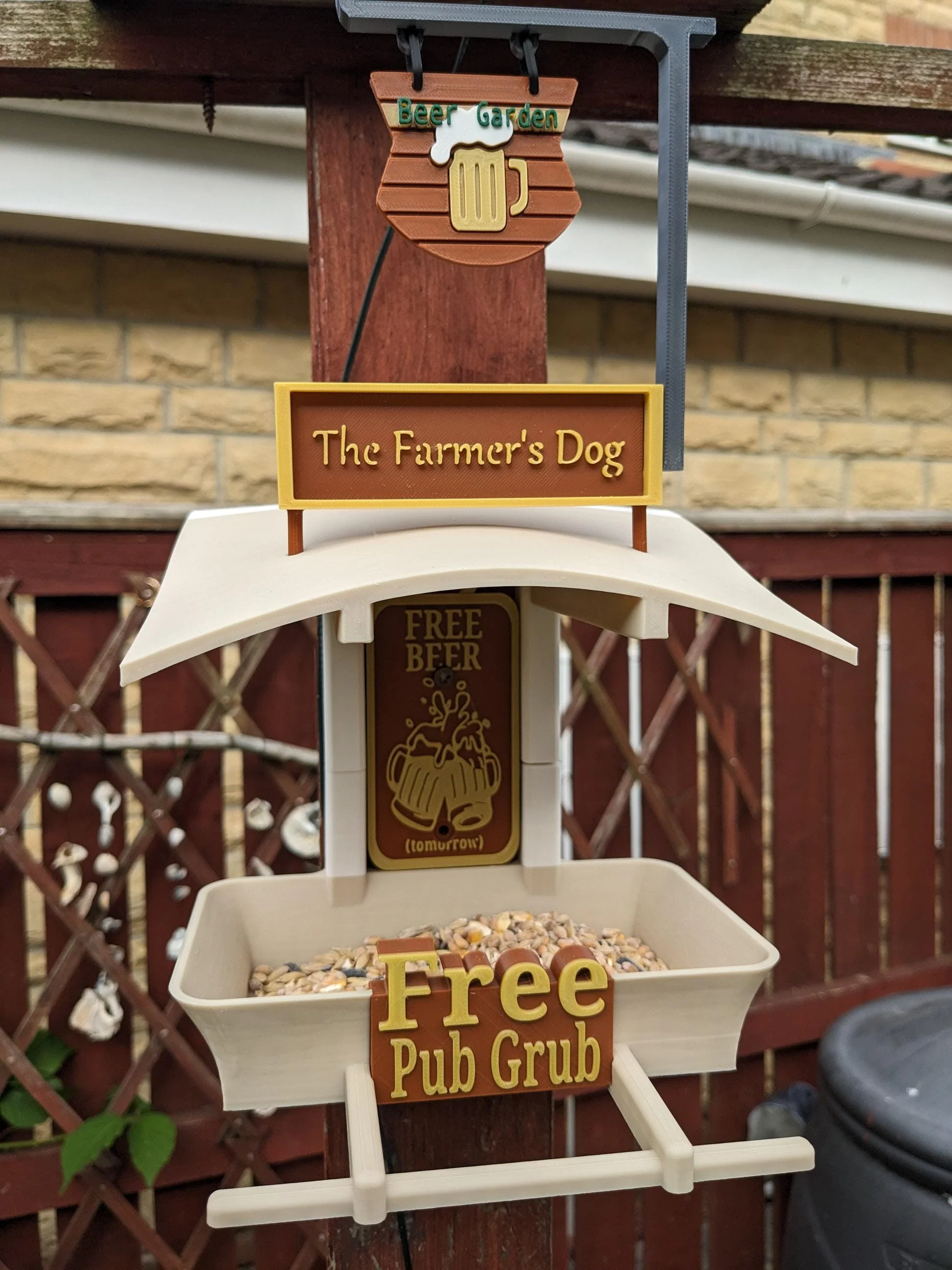 Customisable  Pub Named Garden Bird Feeding Station - seed feeder - quirky outdoor Decor - Wild Bird Food table - sparrow blue tit blackbird - Image 5