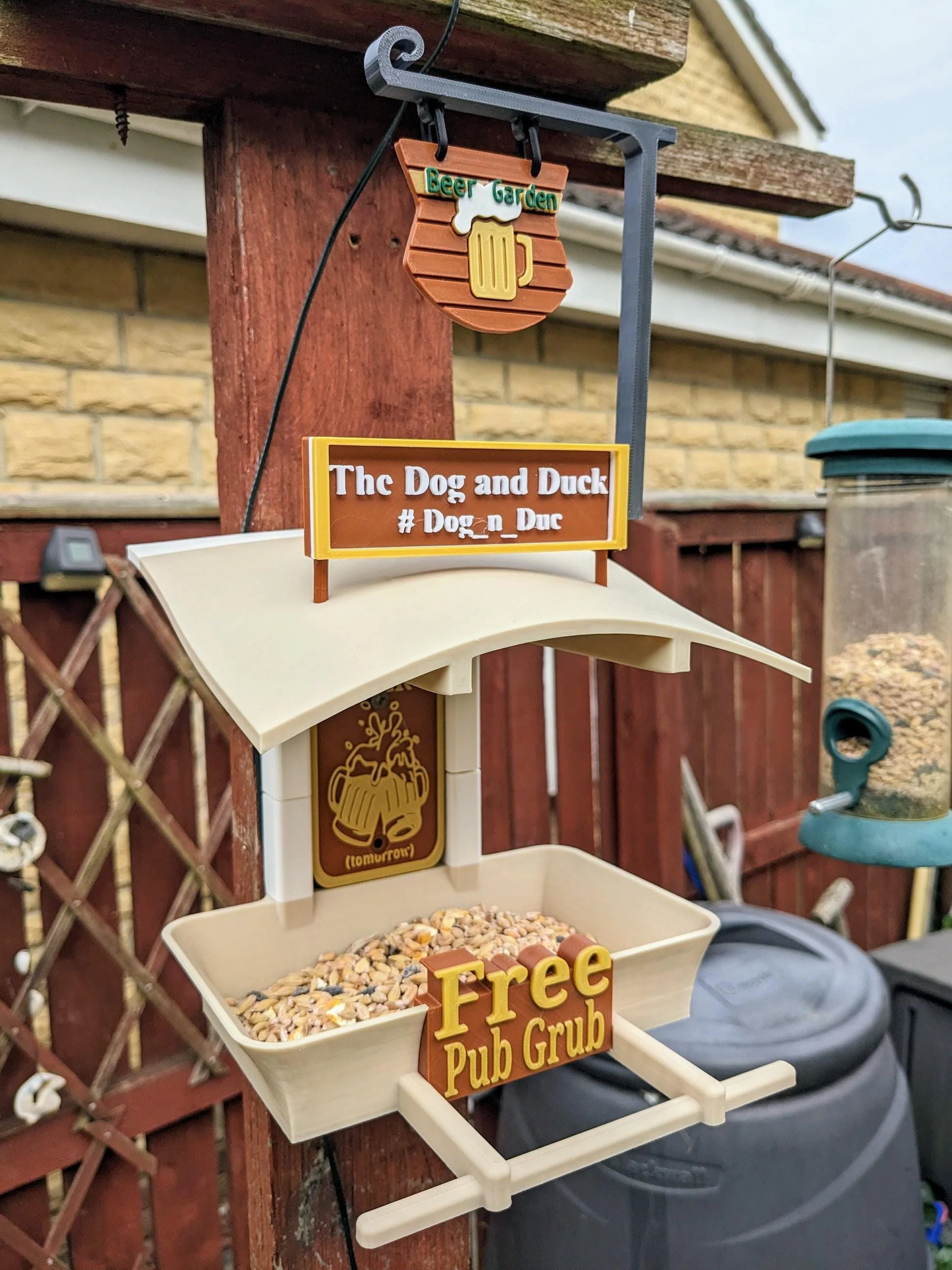 Customisable  Pub Named Garden Bird Feeding Station - seed feeder - quirky outdoor Decor - Wild Bird Food table - sparrow blue tit blackbird - Image 6