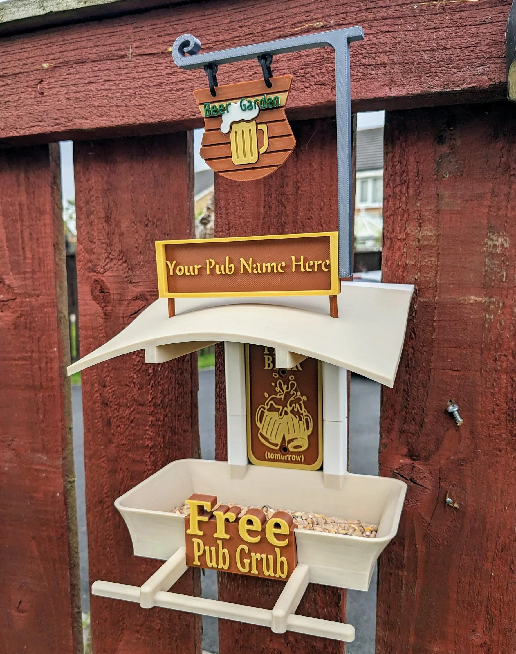 Customisable  Pub Named Garden Bird Feeding Station - seed feeder - quirky outdoor Decor - Wild Bird Food table - sparrow blue tit blackbird - Image 8