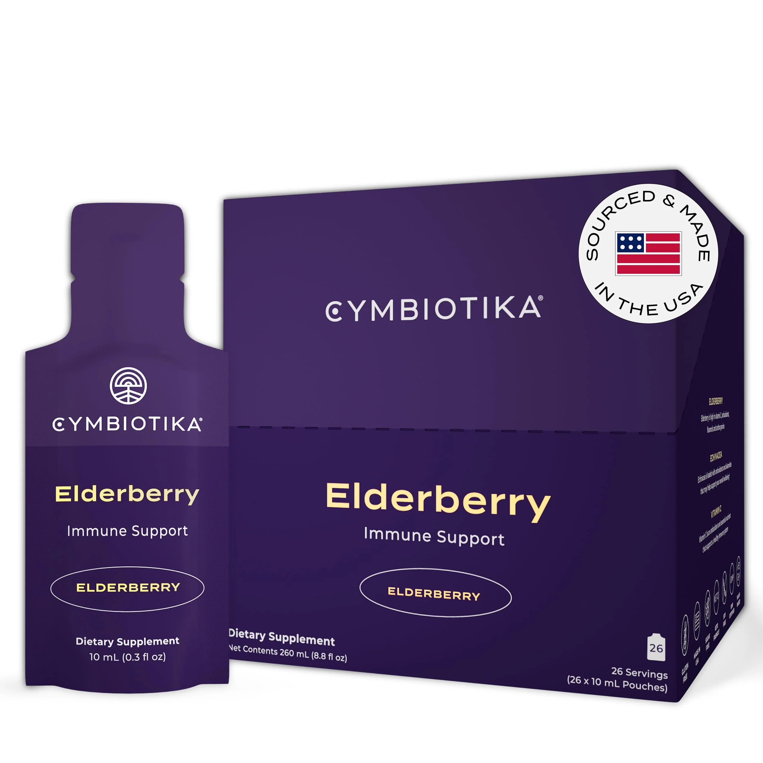 CYMBIOTIKA Adults Elderberry Boost Supplement – Organic Elderberry with Vitamin E for Immune Support – Gluten-Free, Vegan, Keto (Pack of 26)