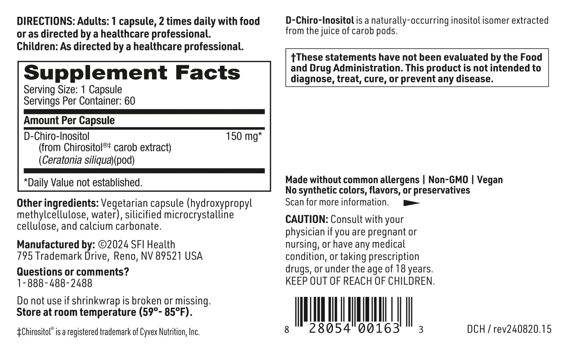 D-Chiro-Inositol 150 mg - Klaire Labs | Hypoallergenic Supplement (60 Capsules) - Image 5