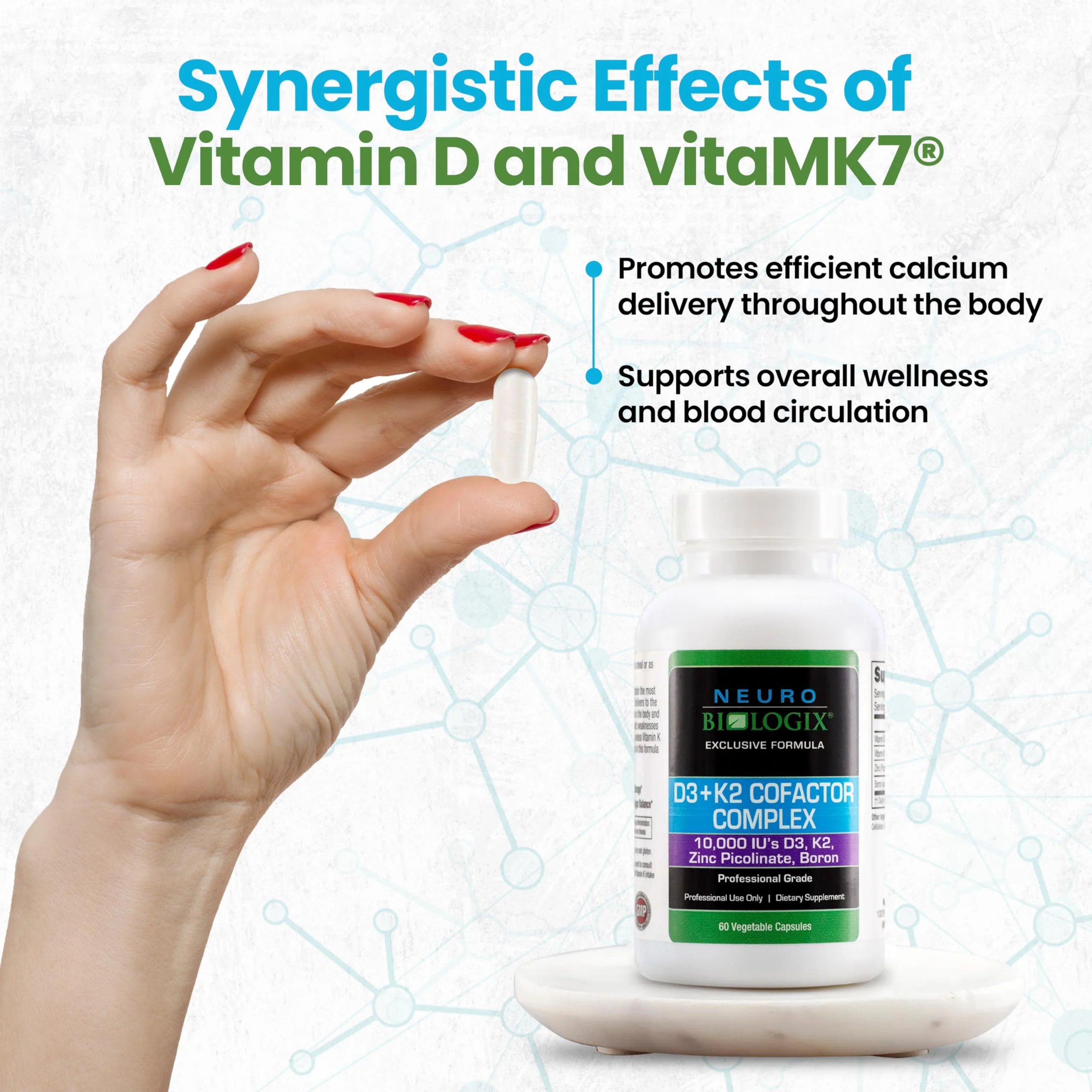 D3+K2 Cofactor Complex - Helps Maximize Vitamin D Benefits for Bone, Heart & Immune Support - Formulated with Vitamin D3, K2 (vitaMK7®), Zinc & Boron to Promote Efficient Calcium Utilization – 60 Caps - Image 5