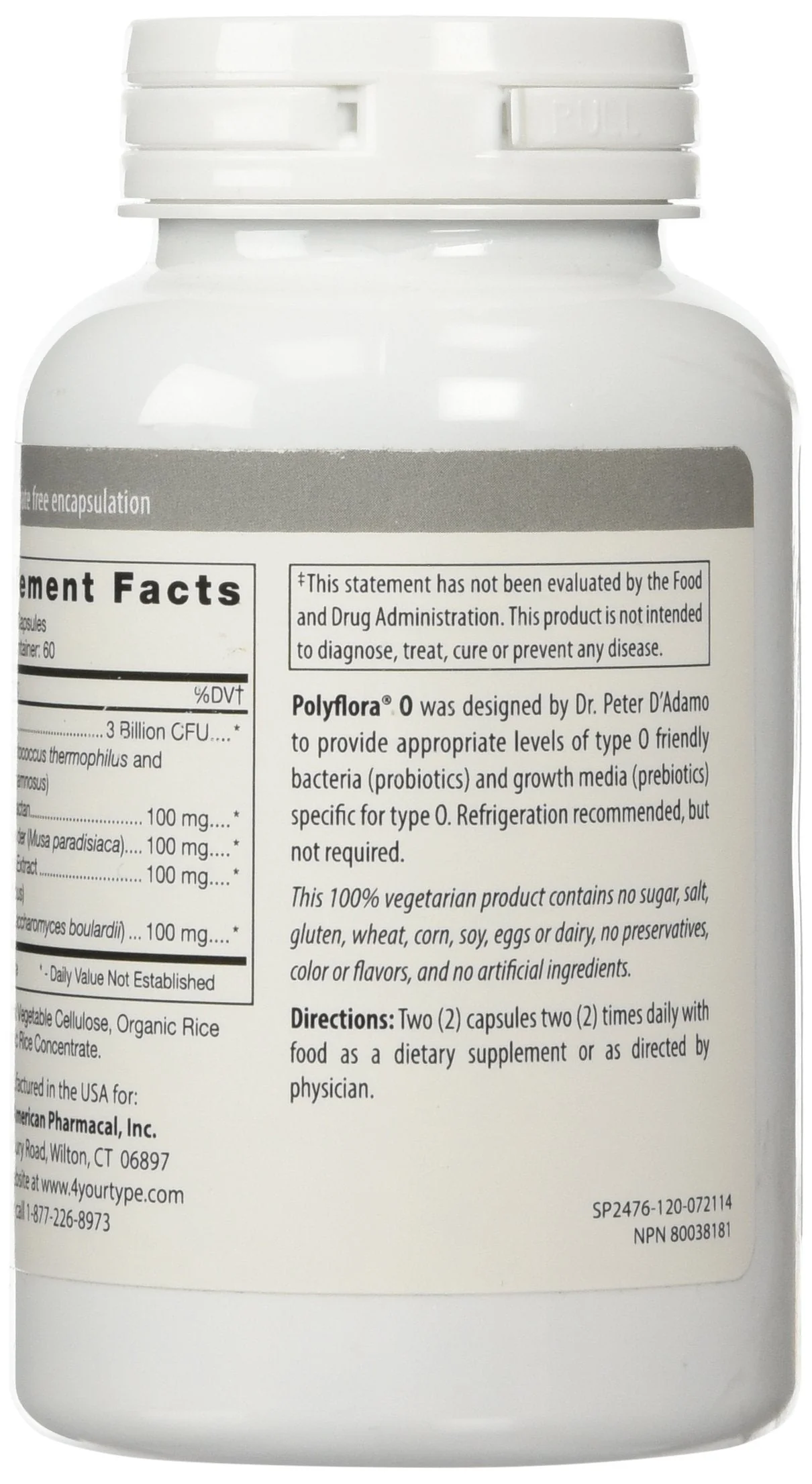 D'Adamo Personalized Nutrition Polyflora O - 120 Count | Blood Type Diet Support - Image 3
