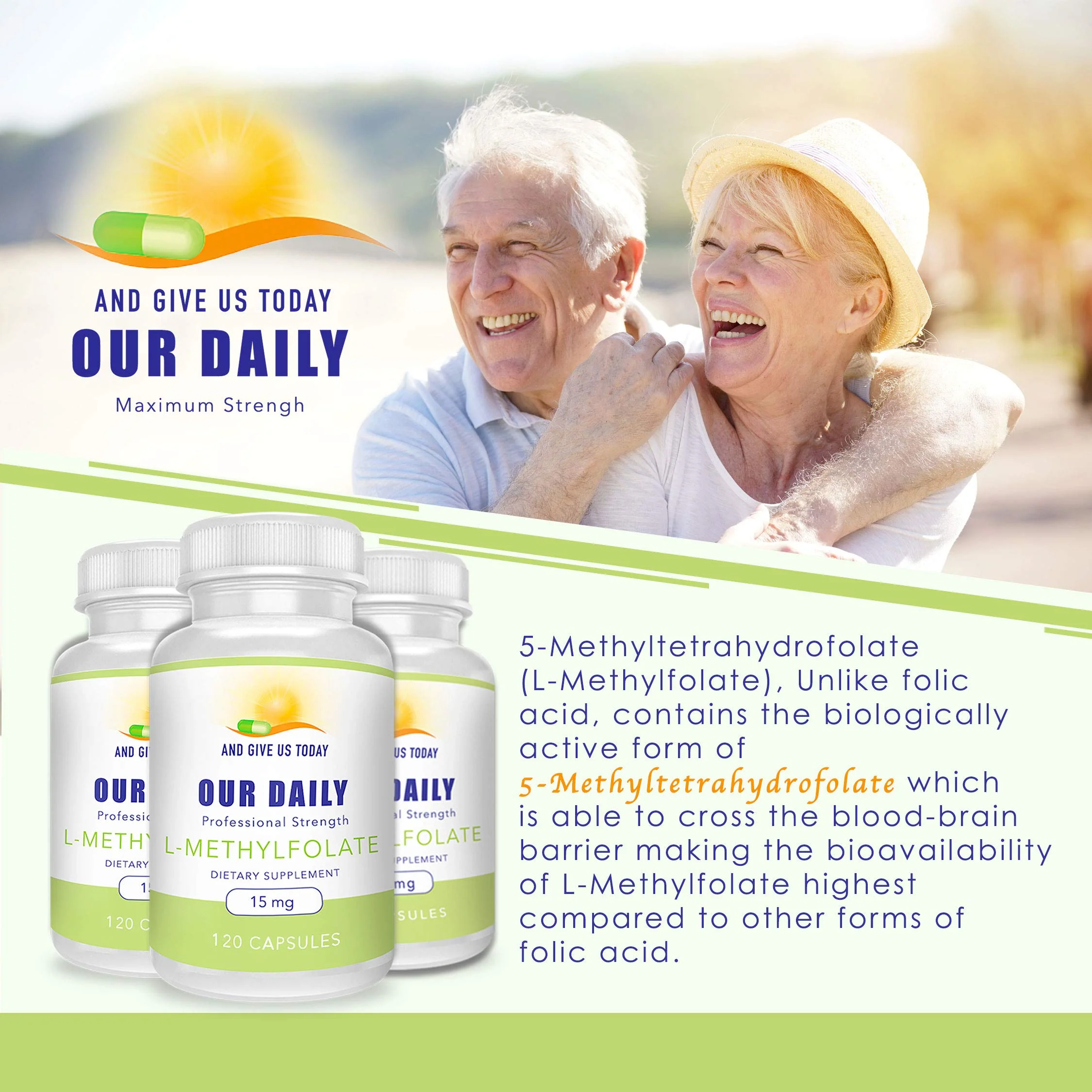 Daily L-Methylfolate 15 mg / 15000 mcg – 5-MTHF, Filler Free, Gluten Free, Non-GMO, Vegetarian Capsules (120) – 4 Months Supply - Image 6