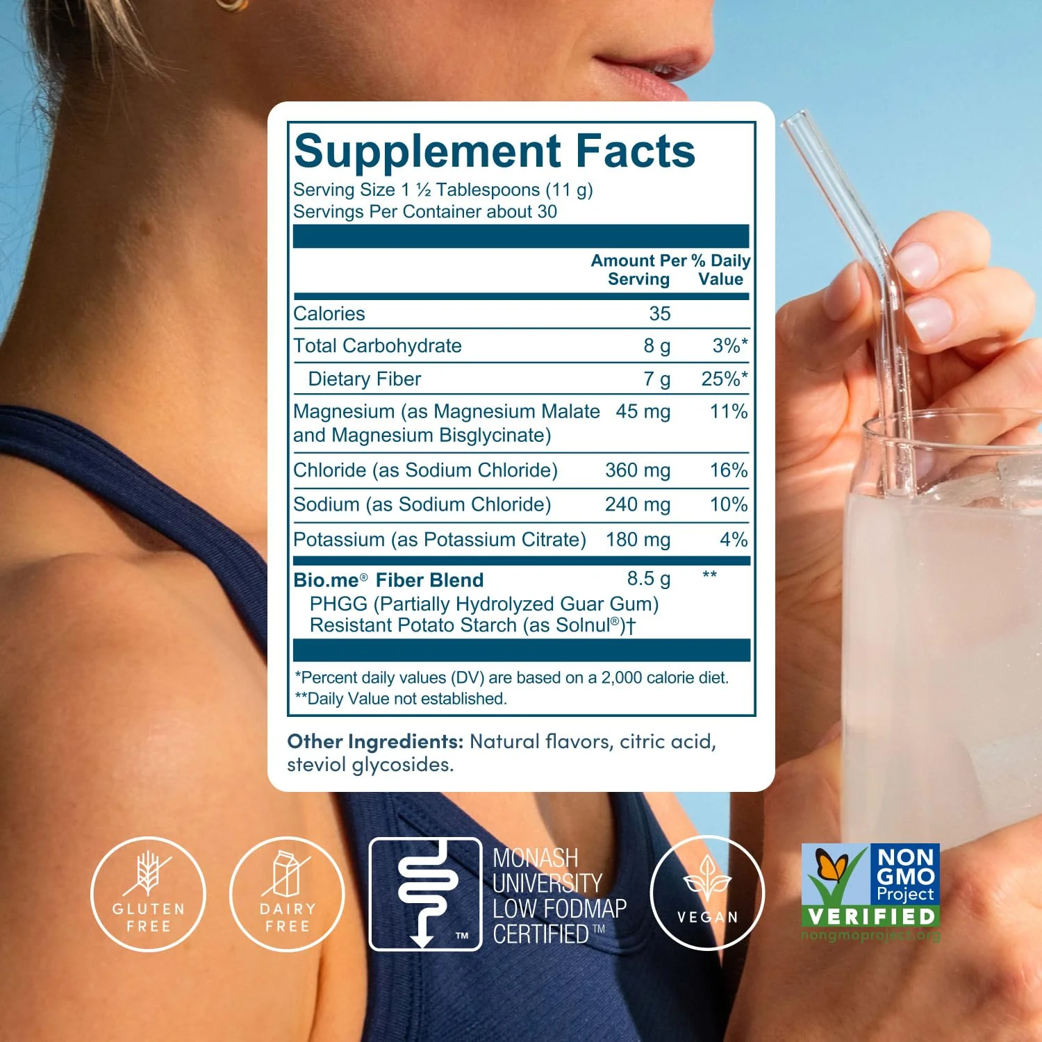 Daily Prebiotic Fiber Lemonade with Electrolytes - 7g Soluble Fiber per Serving - Sugar Free - 30 Servings - Image 4
