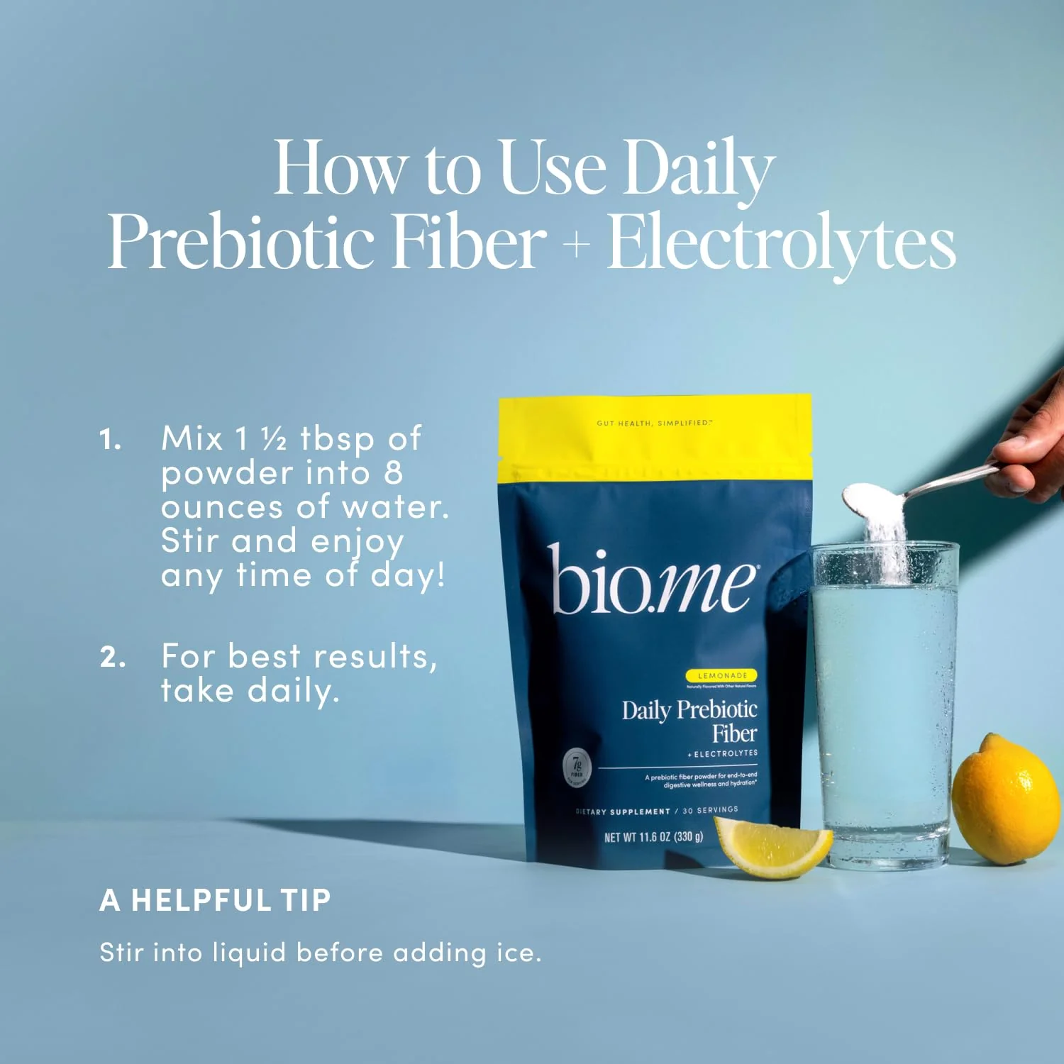 Daily Prebiotic Fiber Lemonade with Electrolytes - 7g Soluble Fiber per Serving - Sugar Free - 30 Servings - Image 6