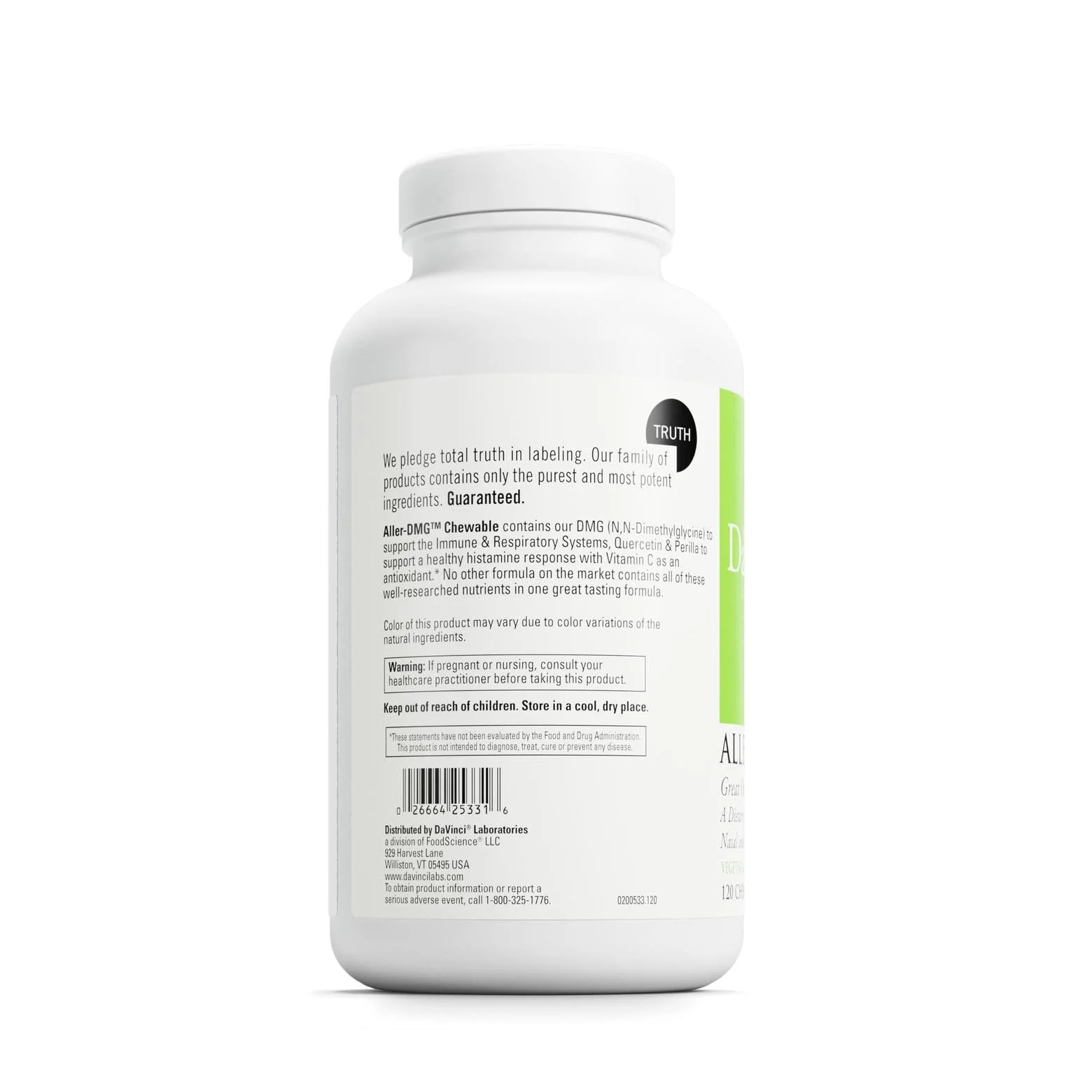 DAVINCI Labs Aller-DMG Chewable - Immune, Histamine & Respiratory Support (Orange Cream, 120 Chewables, 60 Servings) - Image 4