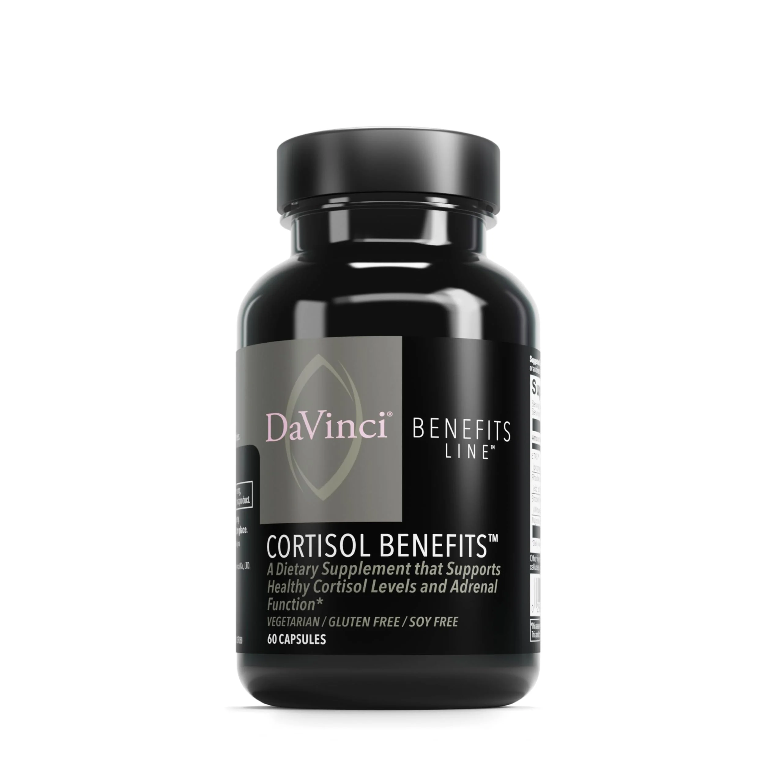 DaVinci Labs Cortisol Benefits – Supports Healthy Cortisol Levels & Adrenal Health | Ashwagandha, Rhodiola, Gluten-Free | 60 Vegetarian Capsules