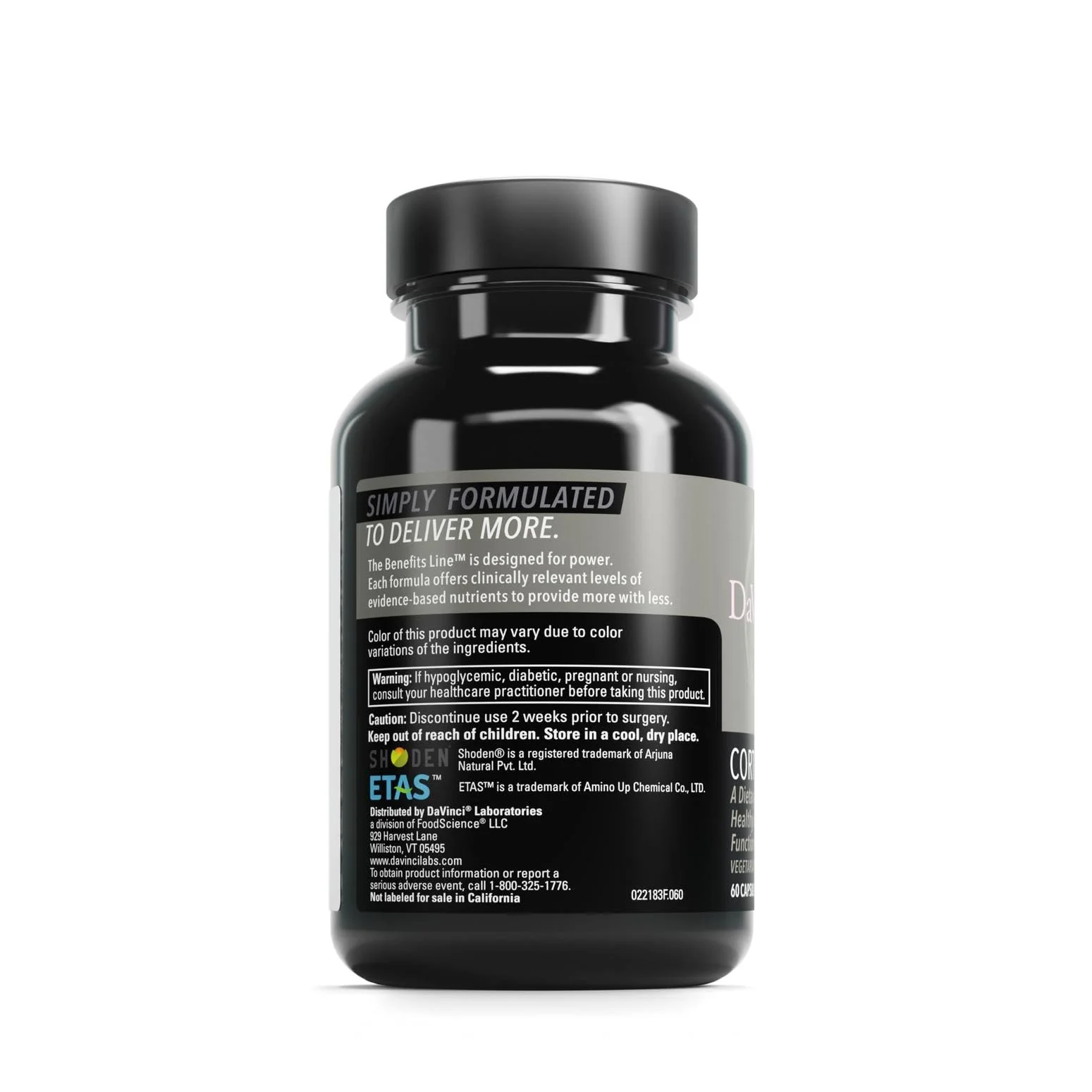 DaVinci Labs Cortisol Benefits – Supports Healthy Cortisol Levels & Adrenal Health | Ashwagandha, Rhodiola, Gluten-Free | 60 Vegetarian Capsules - Image 3