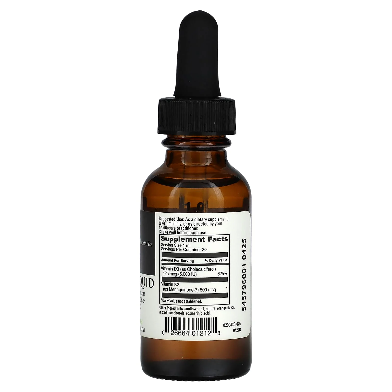 DAVINCI Labs D3/K2 Liquid - Vitamin D3 & K2 for Bone Health & Heart Health (30mL) - Image 2