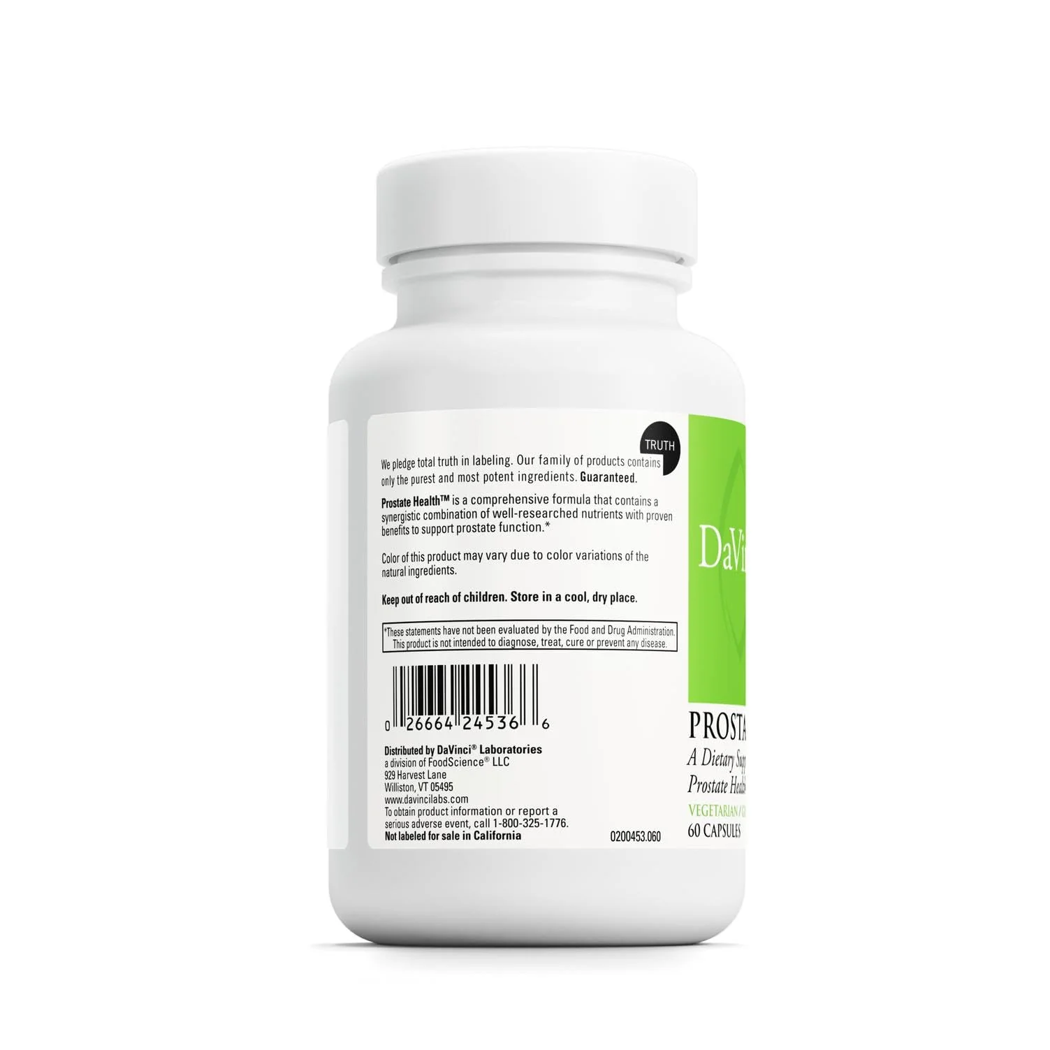 DAVINCI Labs Prostate Health - Supports Prostate & Urinary Health with Saw Palmetto, Zinc, Green Tea Extract - 60 Vegetarian Capsules - Image 4