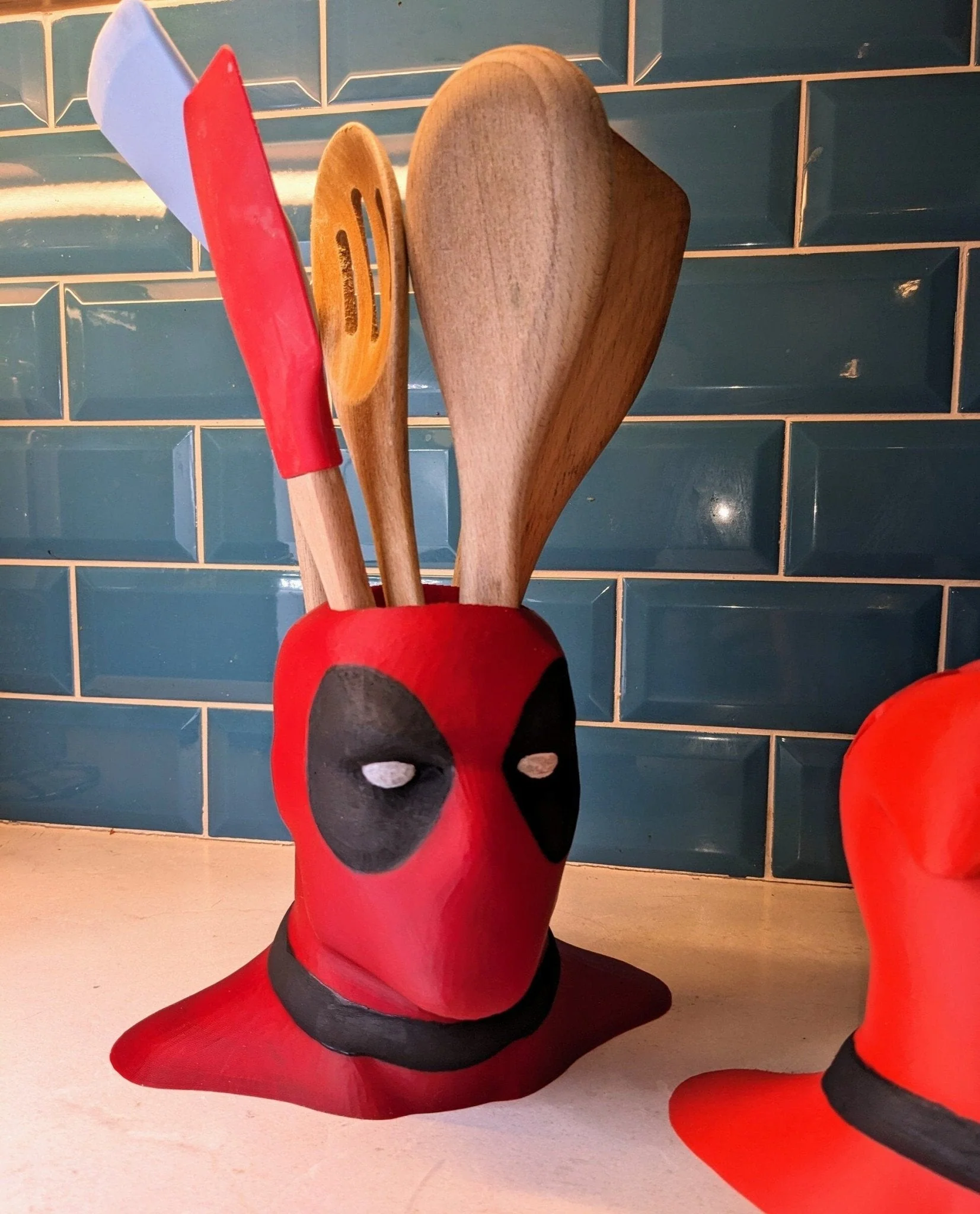 Deadpool universal kitchen utensil holder Large size hand made and painted - Image 2