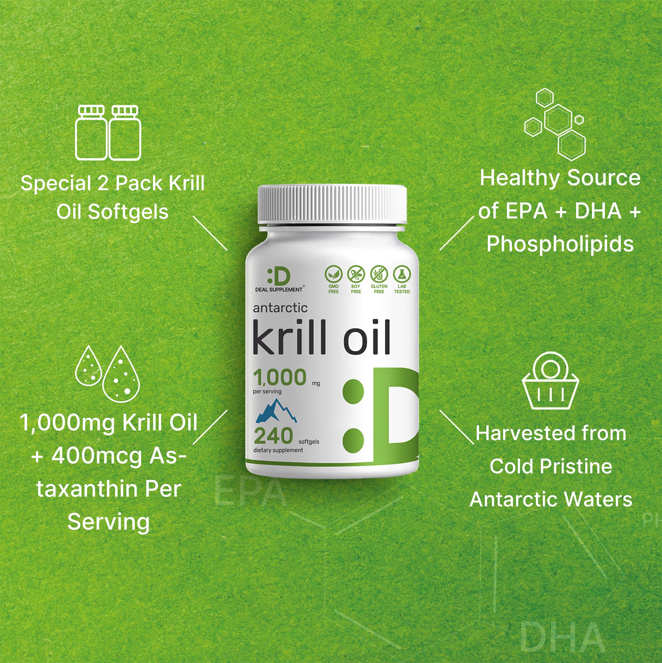 DEAL SUPPLEMENT Antarctic Krill Oil 2 Pack – 1,000mg/Serving, 480 Softgels - Image 14