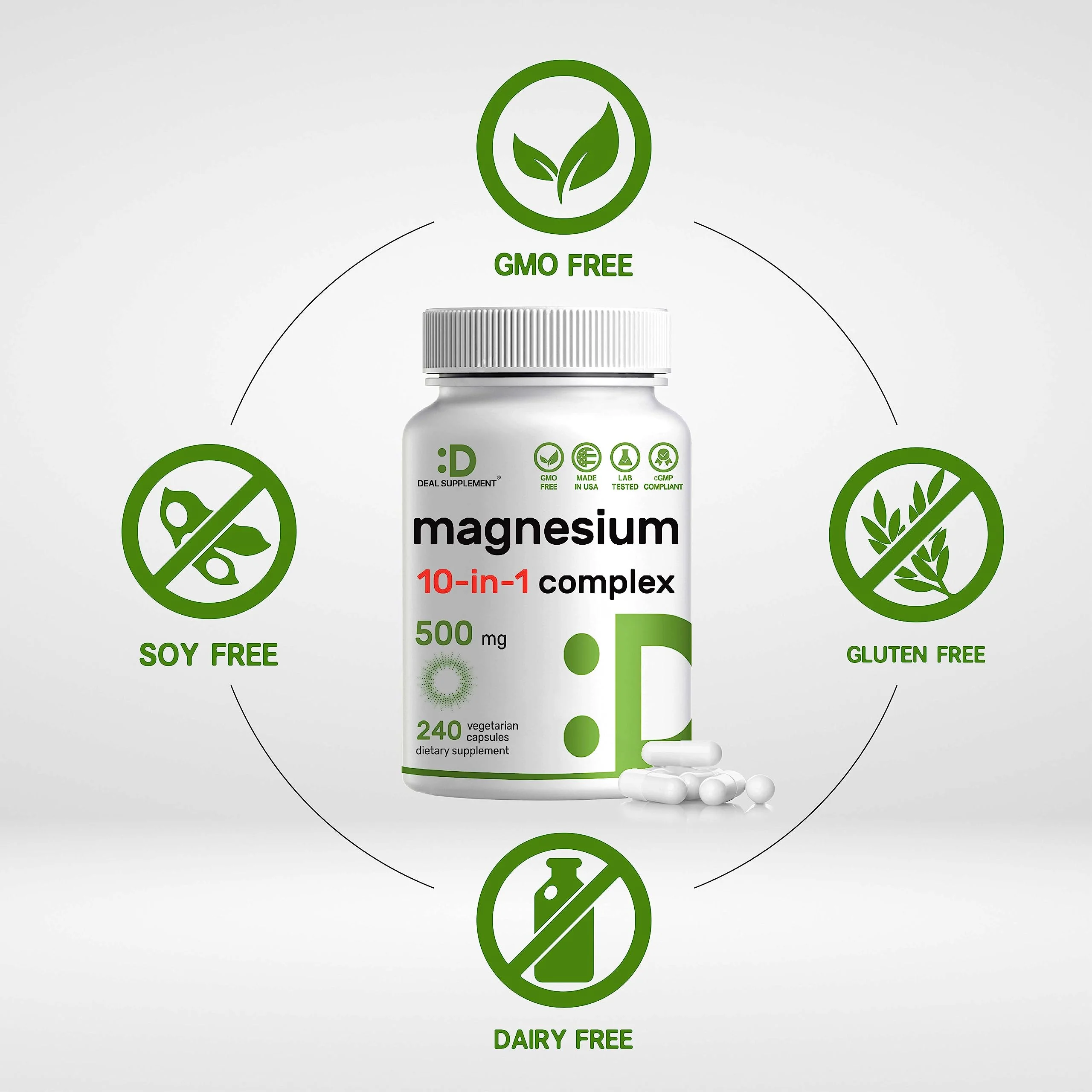 DEAL SUPPLEMENT Magnesium Complex 500mg – 480 Veggie Capsules | 10-in-1 Chelated Magnesium - Image 4
