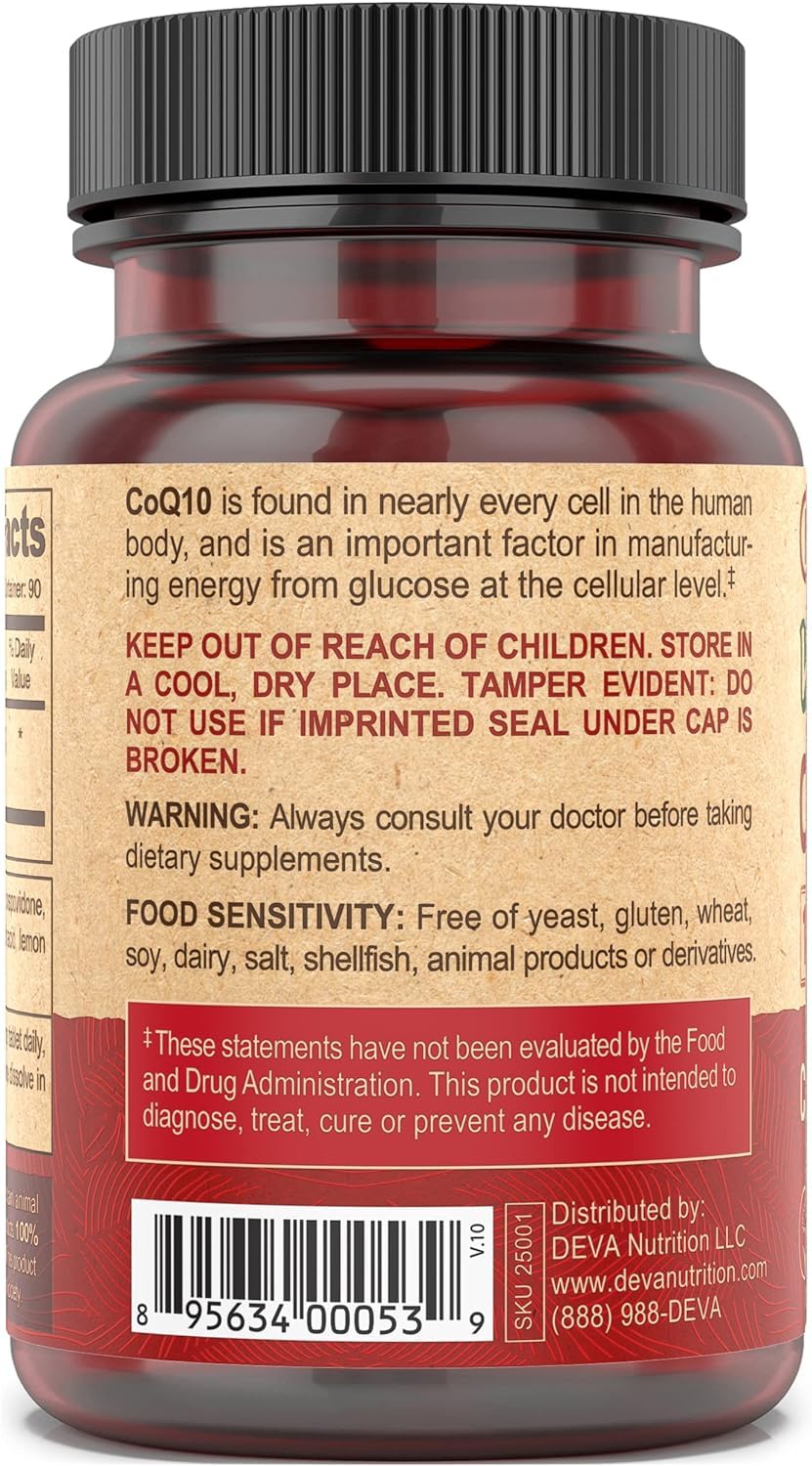 DEVA Vegan Coenzyme Q10 100mg - Chewable, 90 Tablets, Pack of 2 - Image 5