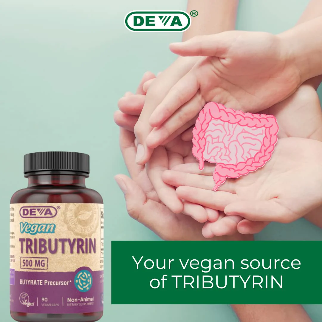 DEVA Vegan Tributyrin Supplement - 500 mg Butyrate Precursor, Gut Barrier Support, 90 Capsules per bottle (Pack of 2) - Image 8