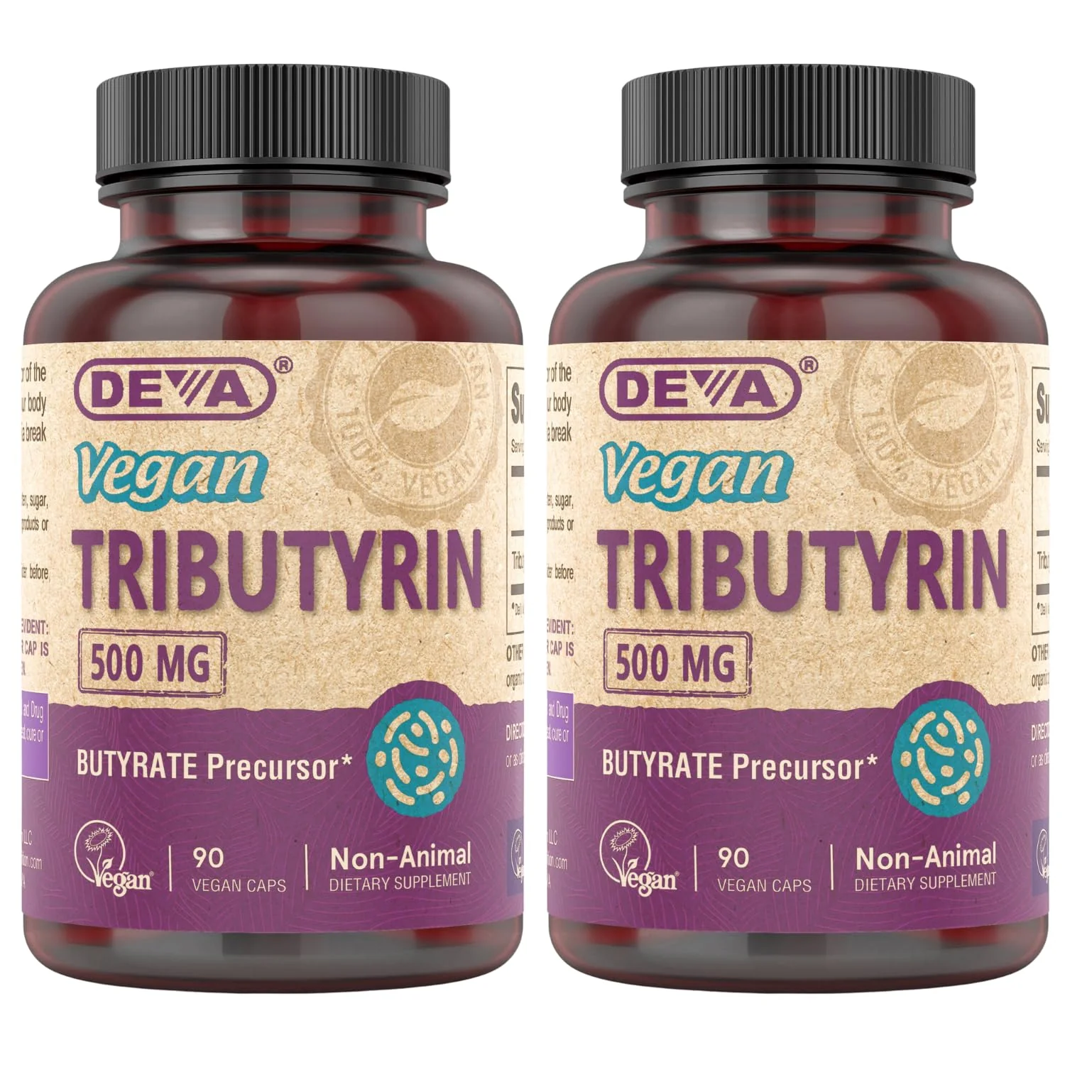 DEVA Vegan Tributyrin Supplement - 500 mg Butyrate Precursor, Gut Barrier Support, 90 Capsules per bottle (Pack of 2) - Image 9