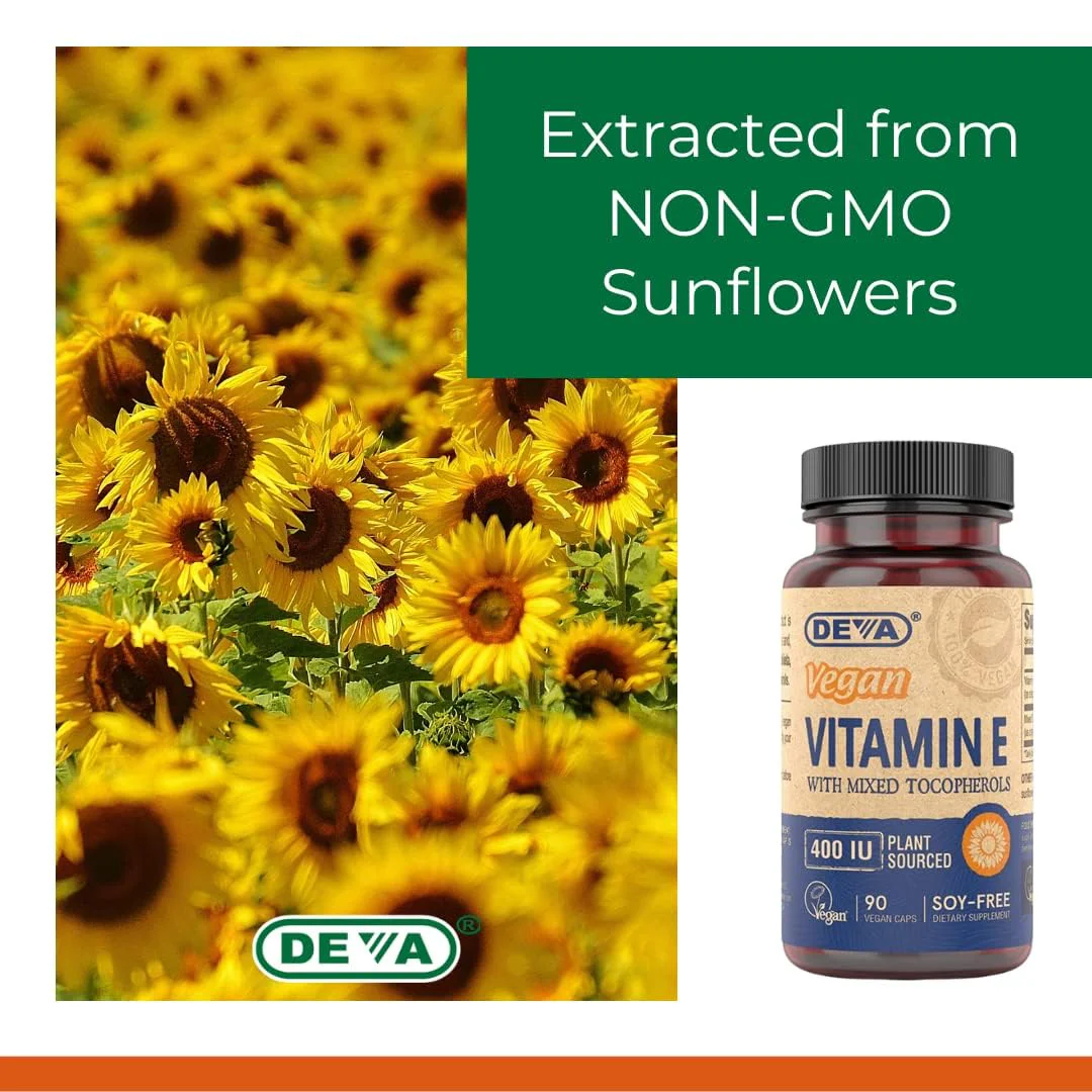 DEVA Vegan Vitamin E 400IU with Mixed Tocopherols – Soy-Free, Non-GMO Sunflower Derived (Pack of 2) - Image 13