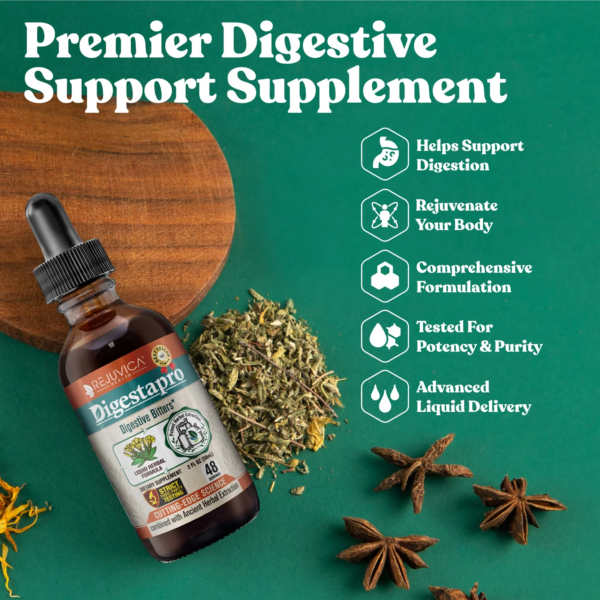 DigestaPro Digestive Bitters – Liquid Formula by Rejuvica Health with Gentian, Artichoke, Burdock, Chanca Piedra & Ginger - Image 3