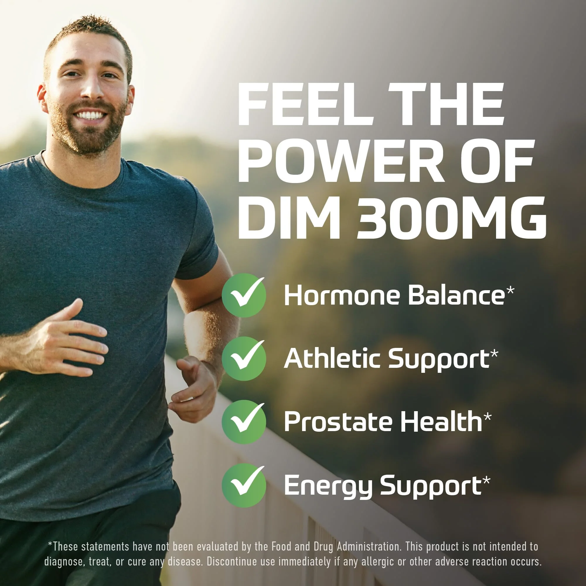 DIM Supplement for Men 300mg | Estrogen Blocker & Aromatase Inhibitor | Extra Strength Men’s Hormone Balance & Fitness Booster with Diindolylmethane Plus CDG & Broccoli Floret | Gluten-Free | 60 Ct - Image 2