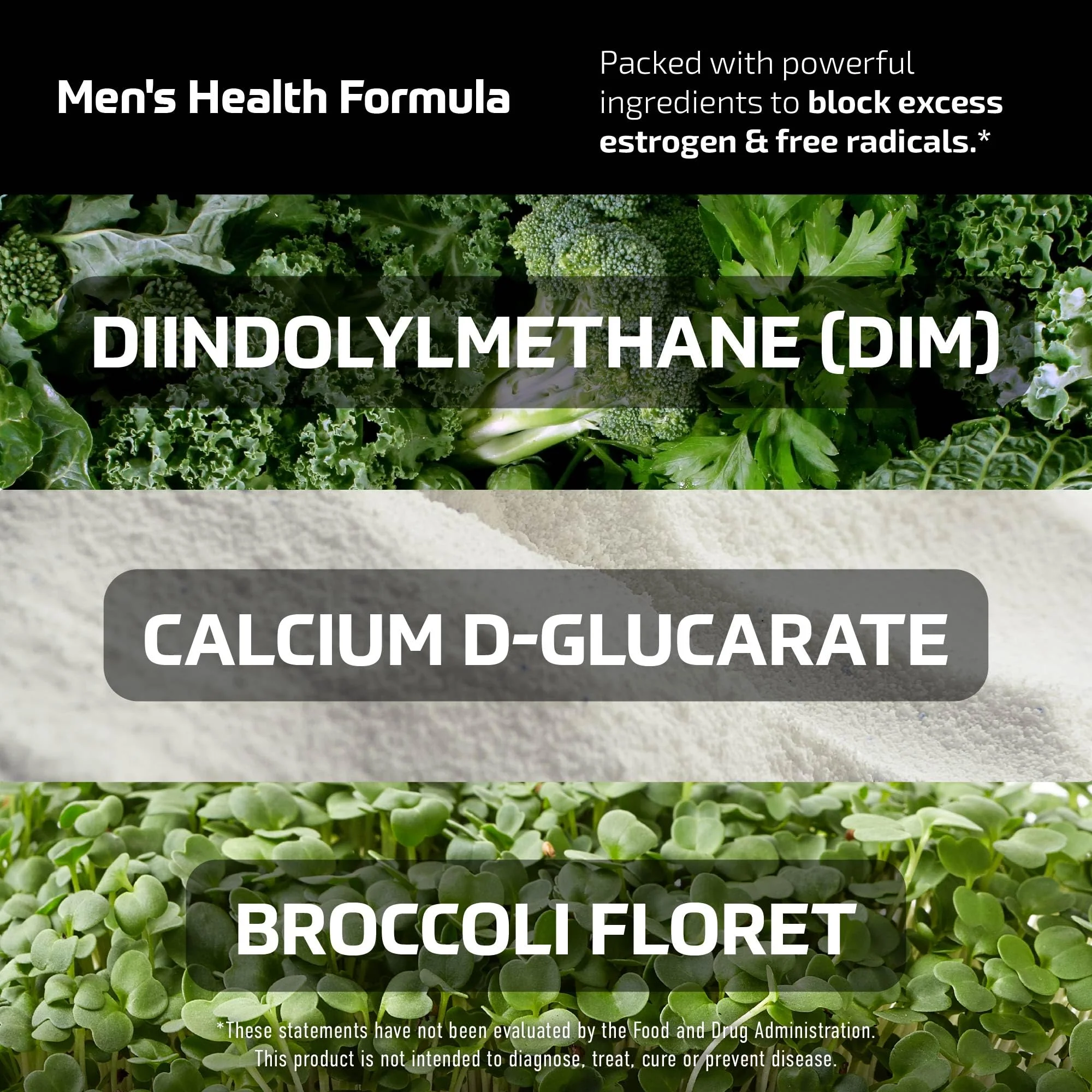 DIM Supplement for Men 300mg | Estrogen Blocker & Aromatase Inhibitor | Extra Strength Men’s Hormone Balance & Fitness Booster with Diindolylmethane Plus CDG & Broccoli Floret | Gluten-Free | 60 Ct - Image 4