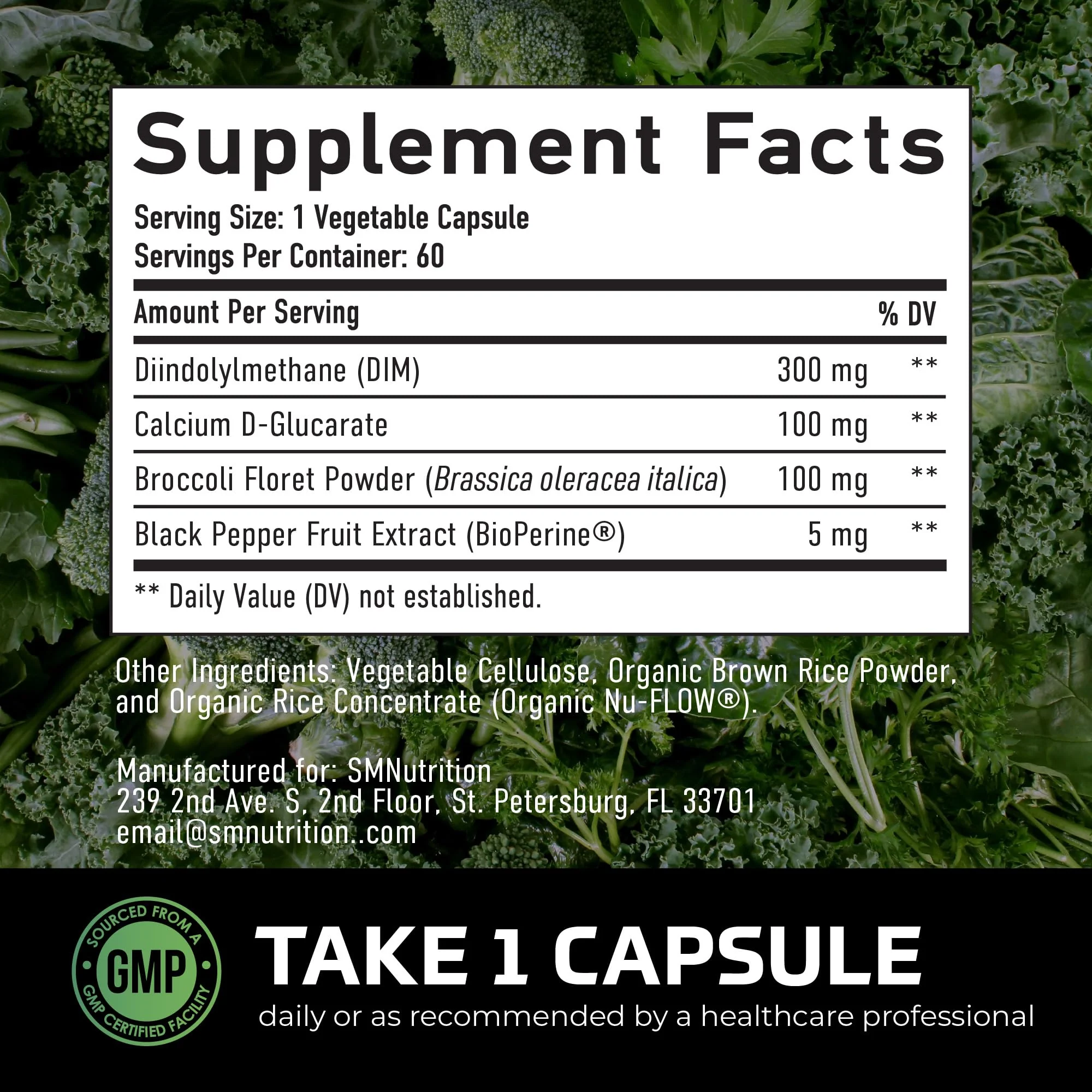DIM Supplement for Men 300mg | Estrogen Blocker & Aromatase Inhibitor | Extra Strength Men’s Hormone Balance & Fitness Booster with Diindolylmethane Plus CDG & Broccoli Floret | Gluten-Free | 60 Ct - Image 6