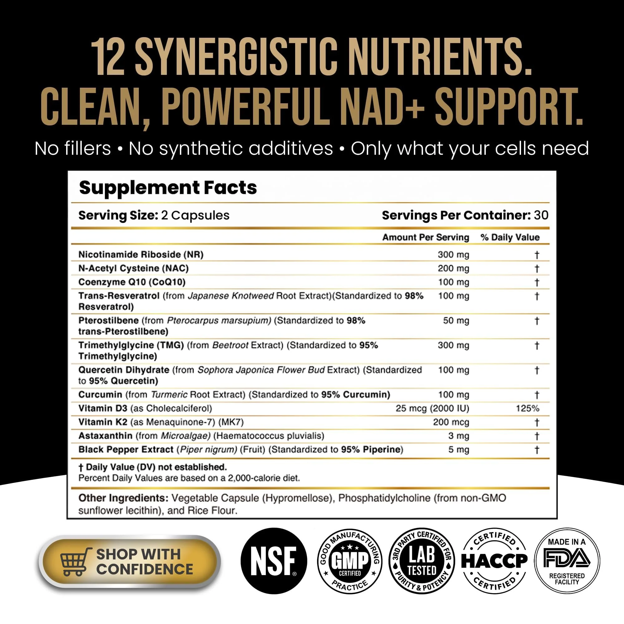 DLNIA Liposomal NAD+ Supplement| Nicotinamide Riboside (NR) 1258 mg with Resveratrol, Quercetin, Pterostilbene & CoQ10-12-Nutrient High-Absorption Cellular Energy & Healthy Aging - Image 4