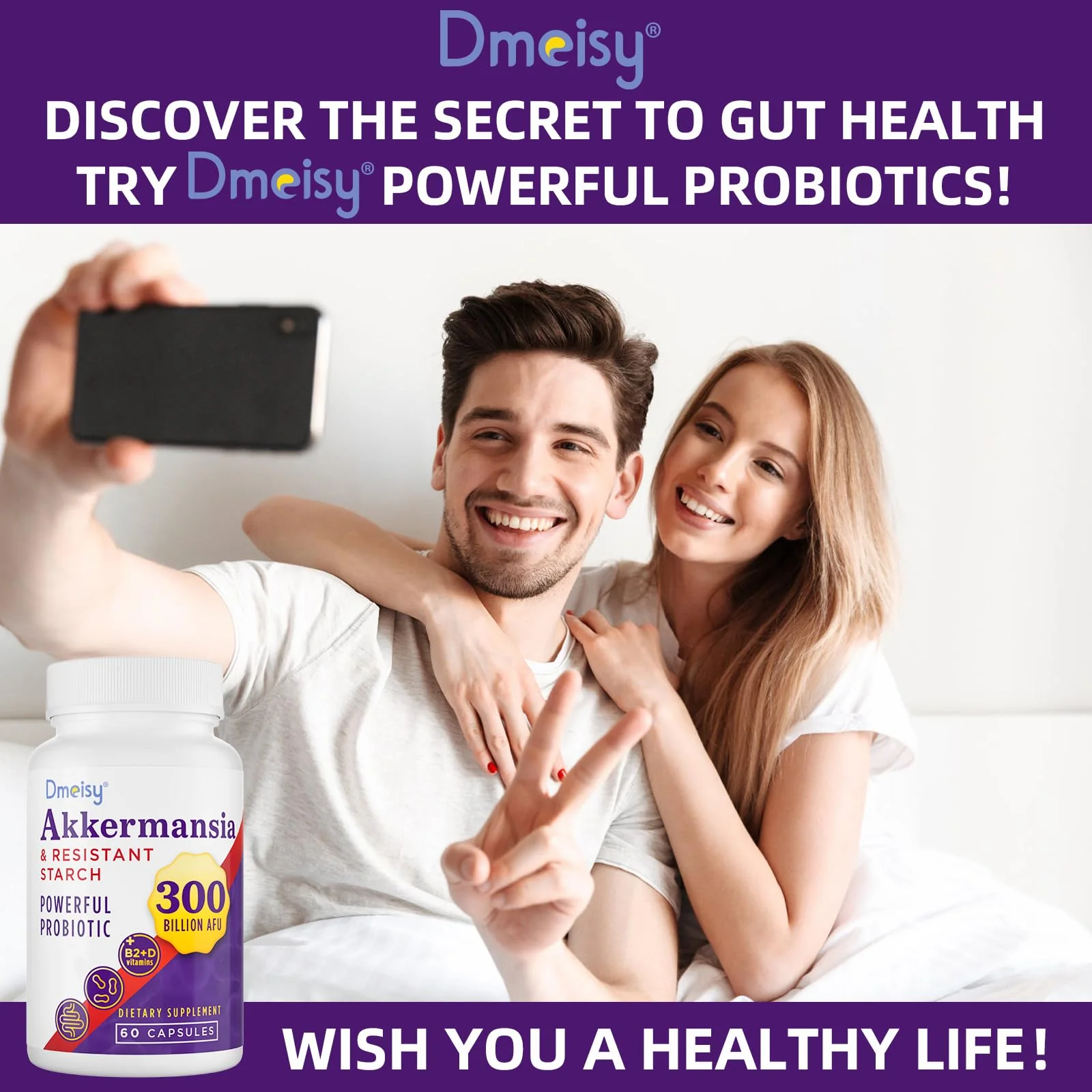 Dmeisy Akkermansia Probiotic - 300 Billion AFU, 60 Count | Gut Health & Immune Support - Image 3