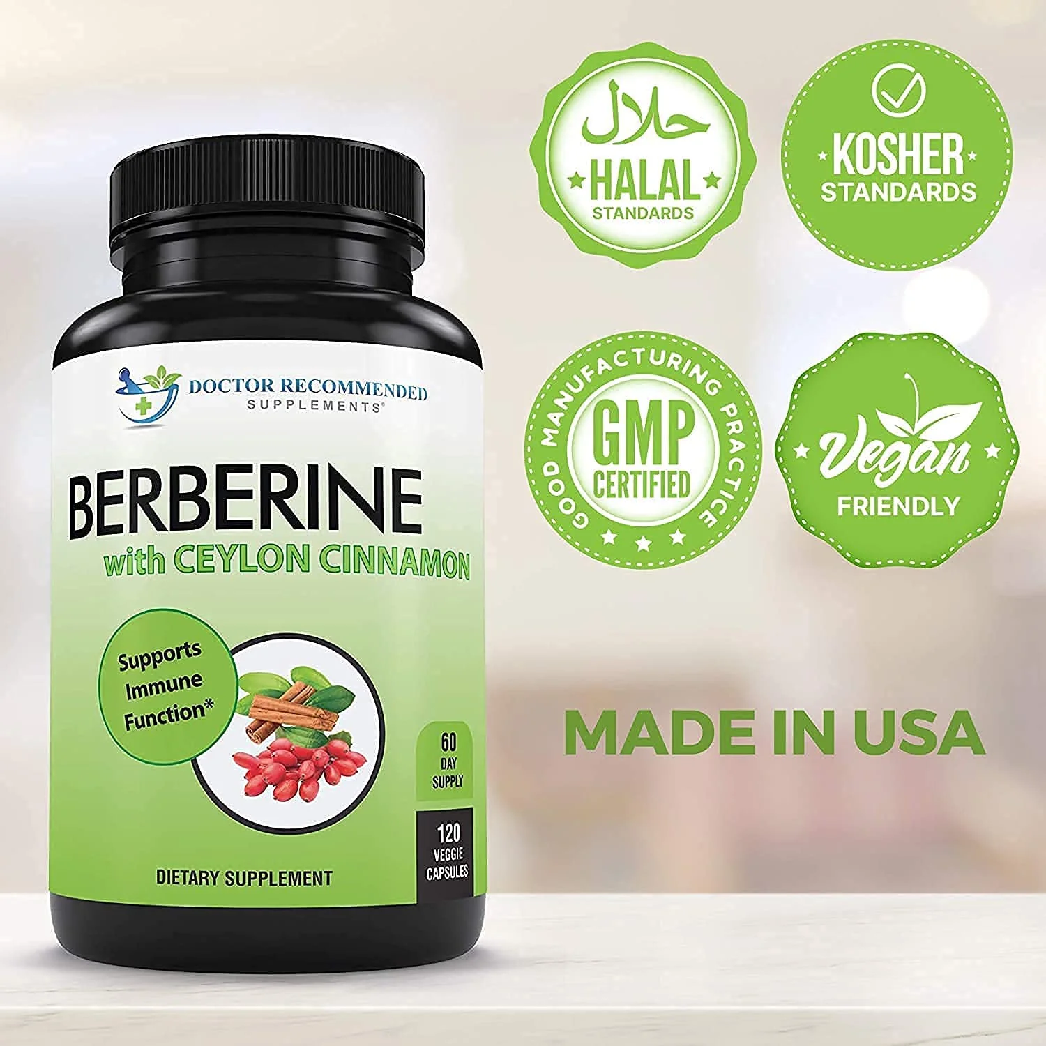 Doctor Recommended Supplements Berberine with Ceylon Cinnamon – 360 Veggie Capsules (Pack of 3) | 1200mg Berberine + 100mg Cinnamon - Image 4