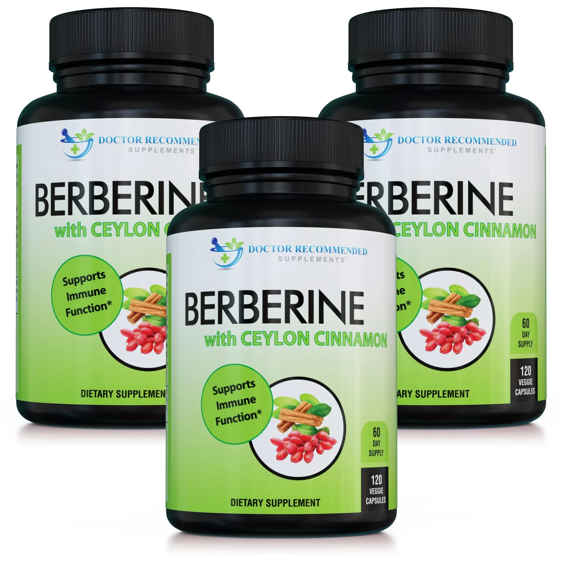 Doctor Recommended Supplements Berberine with Ceylon Cinnamon – 360 Veggie Capsules (Pack of 3) | 1200mg Berberine + 100mg Cinnamon - Image 7