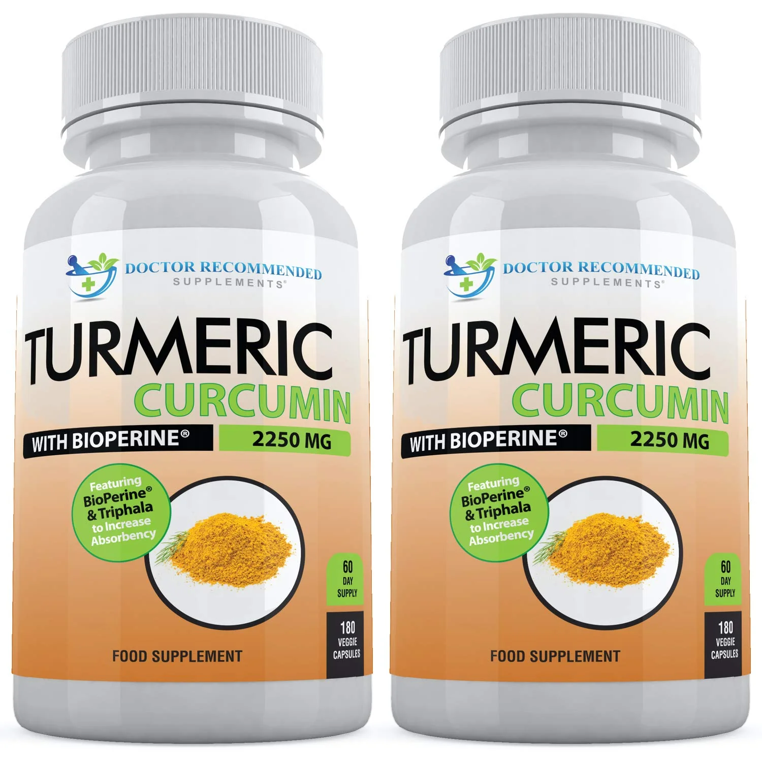 DOCTOR RECOMMENDED SUPPLEMENTS Turmeric Curcumin with Bioperine – 360 Veggie Capsules, 2250mg, 95% Curcuminoids (Pack of 2) - Image 6