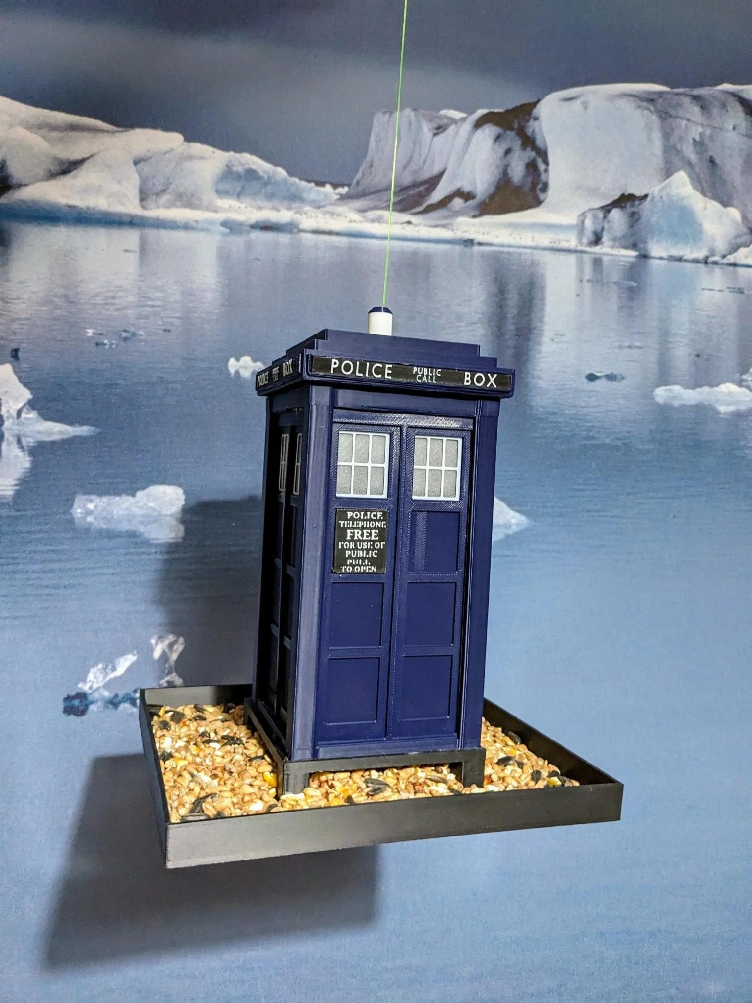 Doctor Who TARDIS Bird Seed Feeder, Handmade 3D Printed Bird Table, Police telephone box in Royal Blue or Navy , Whovian Gift Idea - Image 2