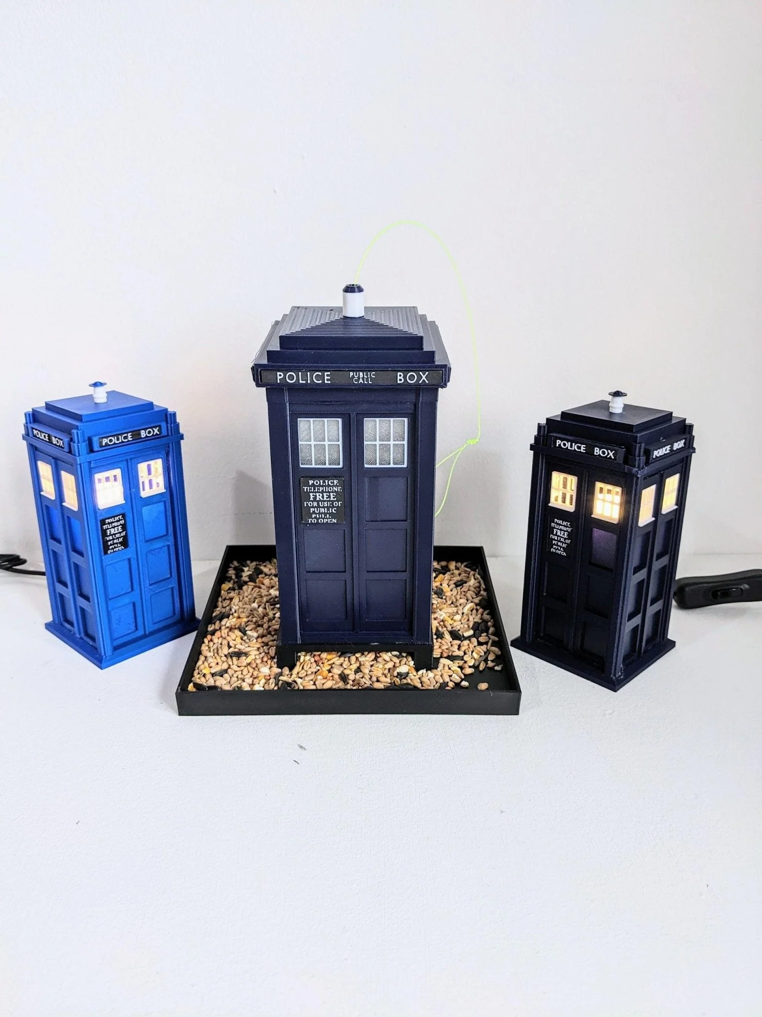 Doctor Who TARDIS Bird Seed Feeder, Handmade 3D Printed Bird Table, Police telephone box in Royal Blue or Navy , Whovian Gift Idea - Image 3