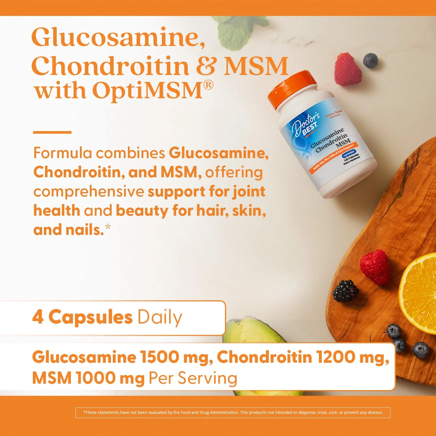 Doctor's Best Glucosamine Chondroitin MSM with OptiMSM — Joint Support Capsule Formula, Non-GMO, Gluten & Soy Free, 360 Count - Image 4