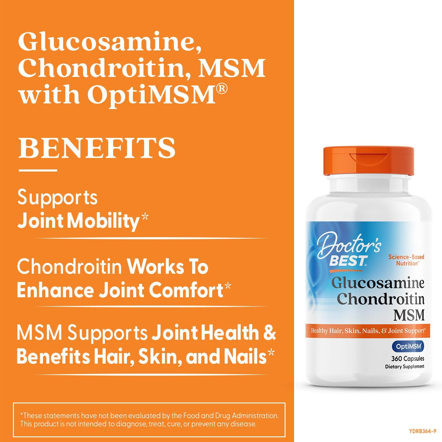 Doctor's Best Glucosamine Chondroitin MSM with OptiMSM — Joint Support Capsule Formula, Non-GMO, Gluten & Soy Free, 360 Count - Image 7