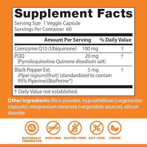 Doctor's Best High Absorption CoQ10 + PQQ – BioPerine, 60 Veggie Caps – Vegan & Non-GMO - Image 3