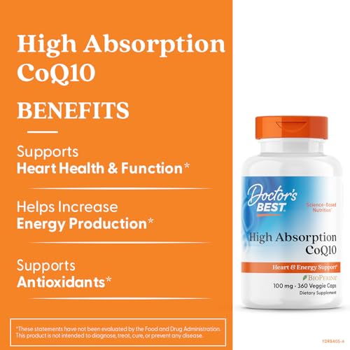 Doctor's Best High Absorption CoQ10 with BioPerine – Heart Health & Energy Support, 100 mg, 360 Vegan Caps - Image 3