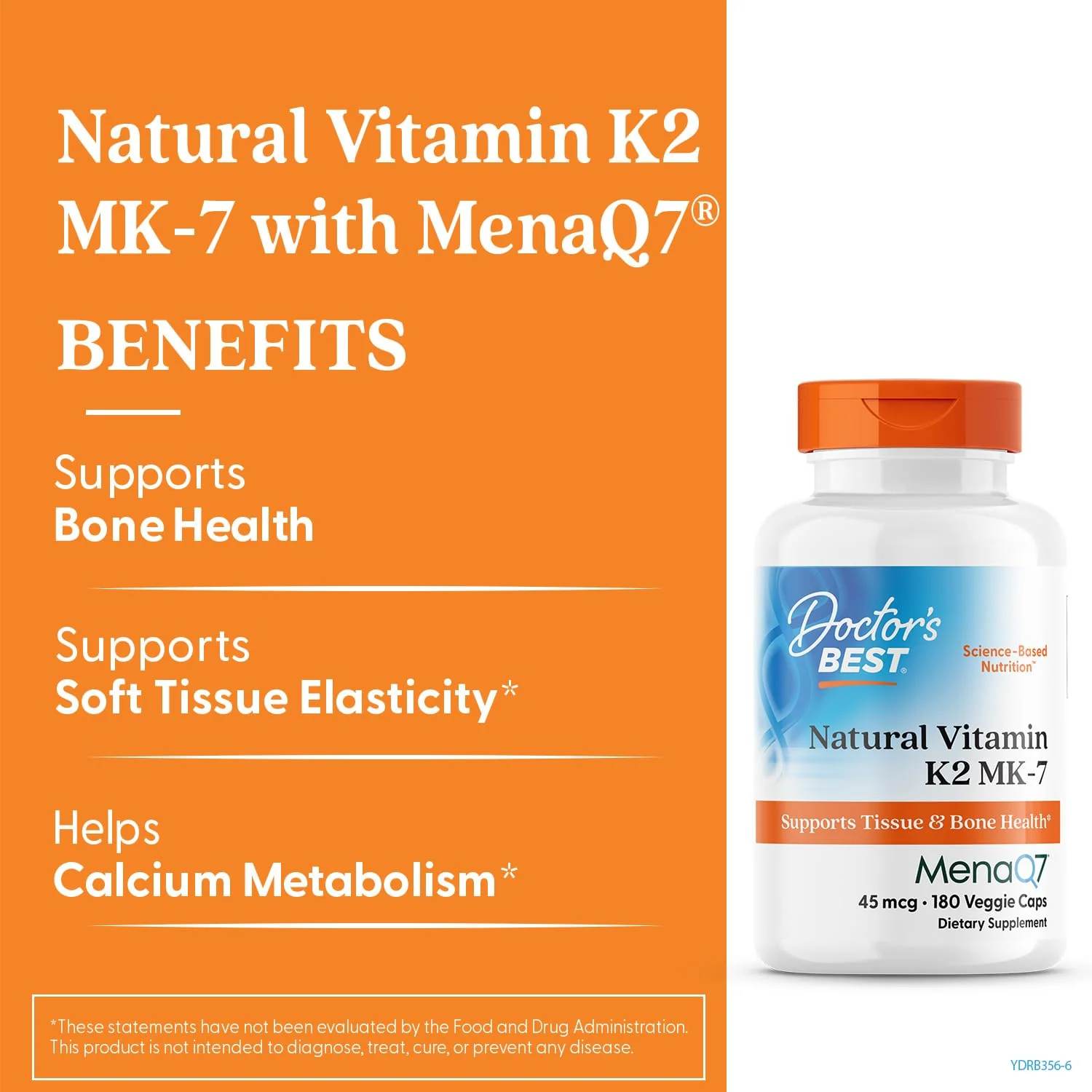 Doctor's Best Natural Vitamin K2 MK-7 Capsule (180 Ct) – Bone Health & Soft Tissue Elasticity - Image 2