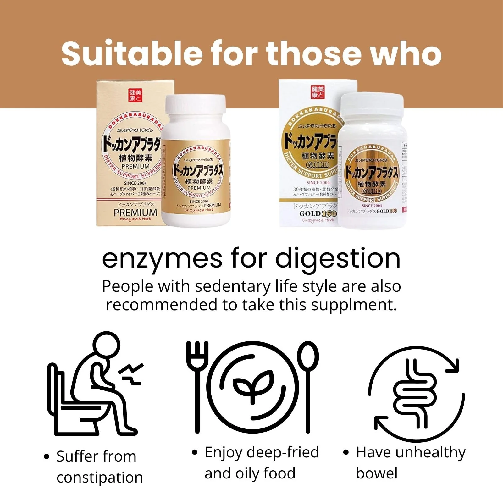 DOKKANABURADAS Natural Digestive Enzymes & Superfoods Multi-Herb Supplement – 46 Vegetables & 17 Herbal Fibers for Metabolism & Gut Health, Made in Japan, 180 Tablets, Premium - Image 4